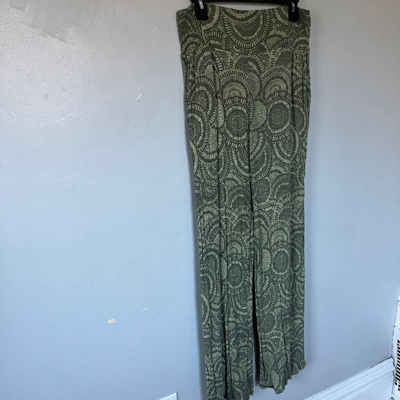 Designer Three dots Wide-Leg Mandala Graphic Pants Green Medium Size 30" / US 8 / IT 44 - 3 Thumbnail