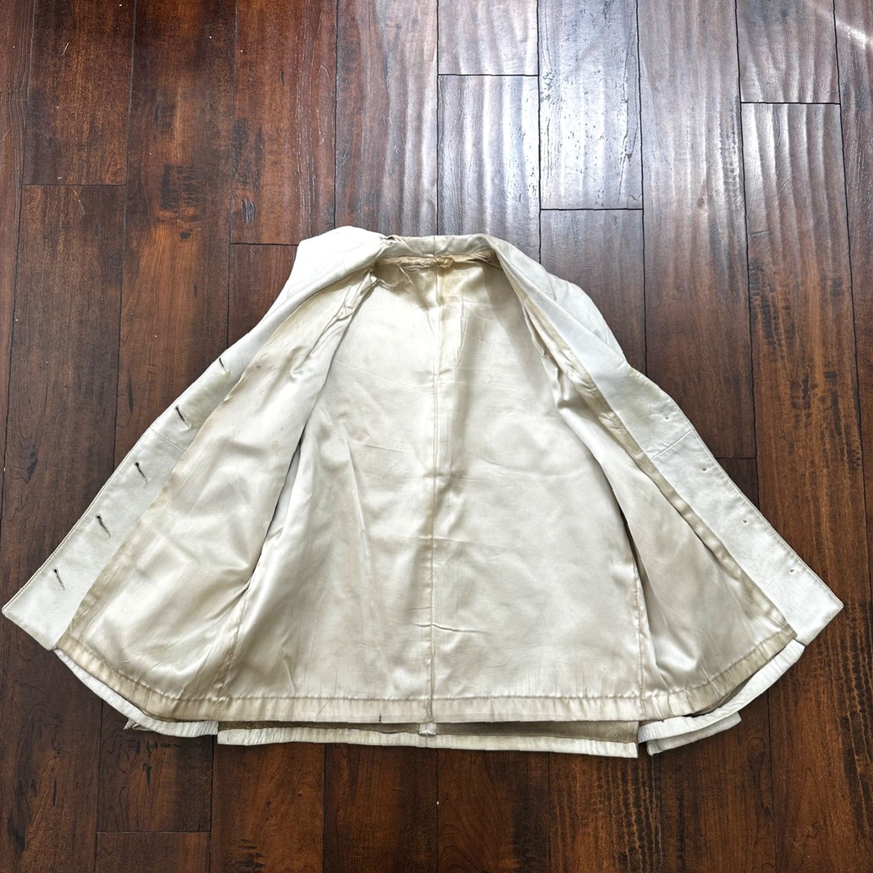 Vintage VTG White Leather Western Rancher Jacket 1960s Unbranded 남? Size US XXS / EU 40 - 3 Thumbnail