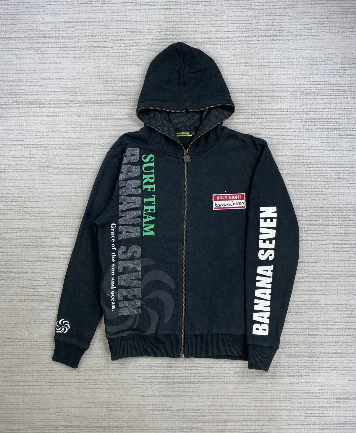Vintage Vintage Banana Seven Surf Team Full Printed Hoodie Jacket Size US M / EU 48-50 / 2 - 1 Thumbnail