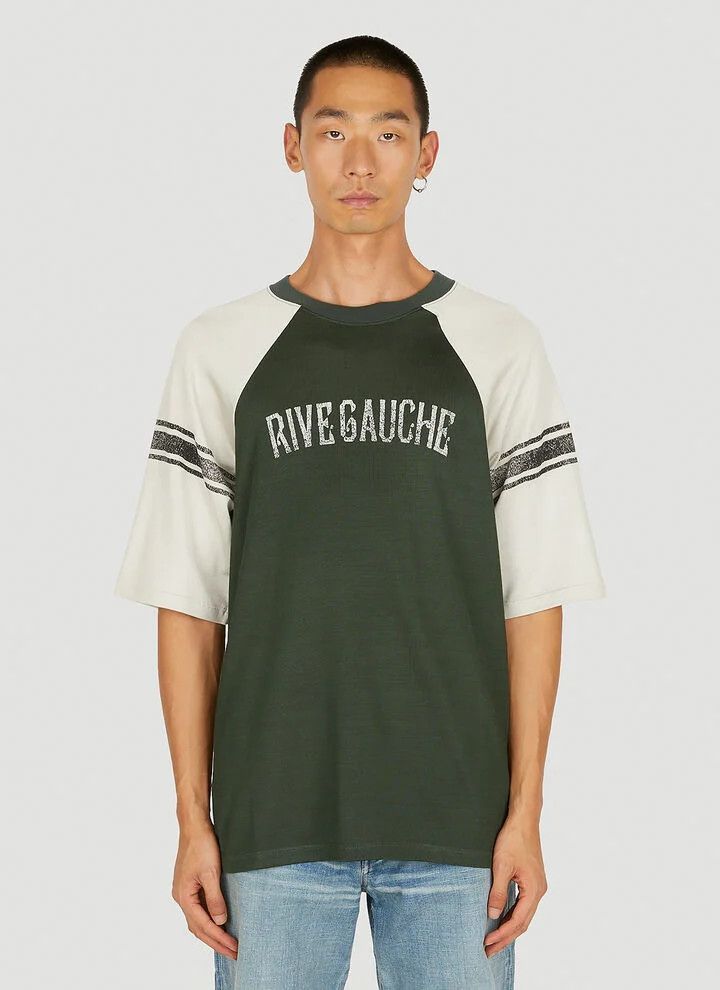 Saint Laurent Paris o1bcso1str0625 Rive Gauche Raglan T-Shirt in Green Size US L / EU 52-54 / 3 - 2 Thumbnail