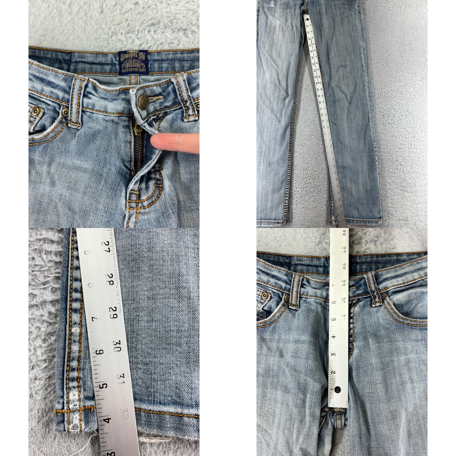 Denime Cowgirl Up Jeans Womens 2 Blue Denim Bootcut Distressed Light Wash Size 26" / US 2 / IT 38 - 8 Thumbnail