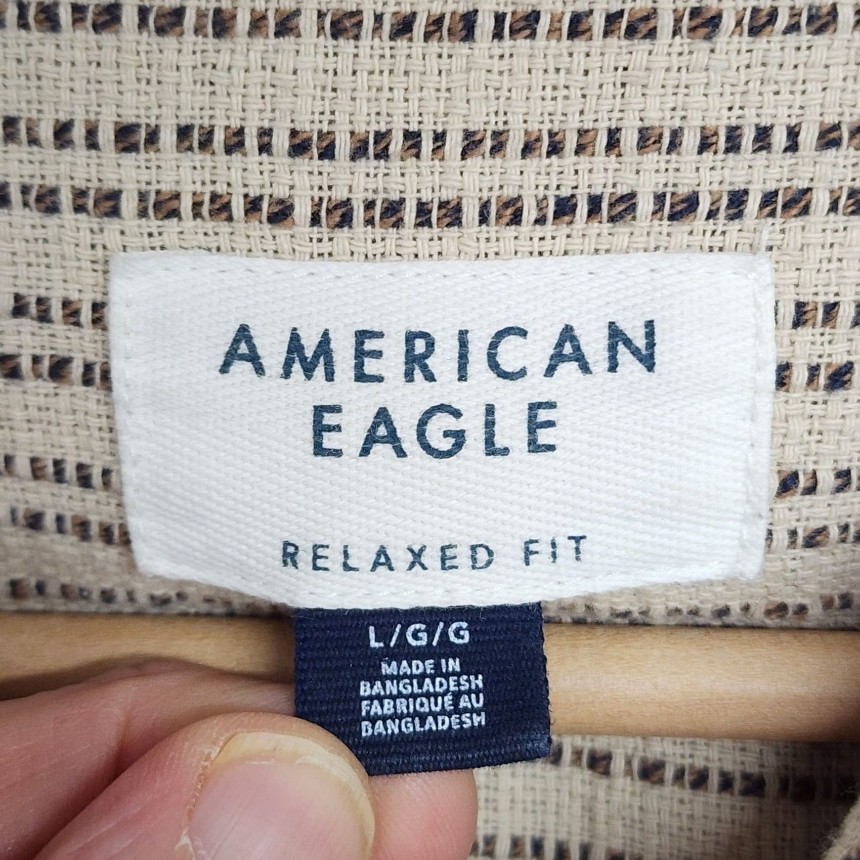 Vintage American Eagle Shirt Men Large Short Sleeve Button-Up Relaxed Heavy Cotton Striped Camp Size US L / EU 52-54 / 3 - 4 Thumbnail