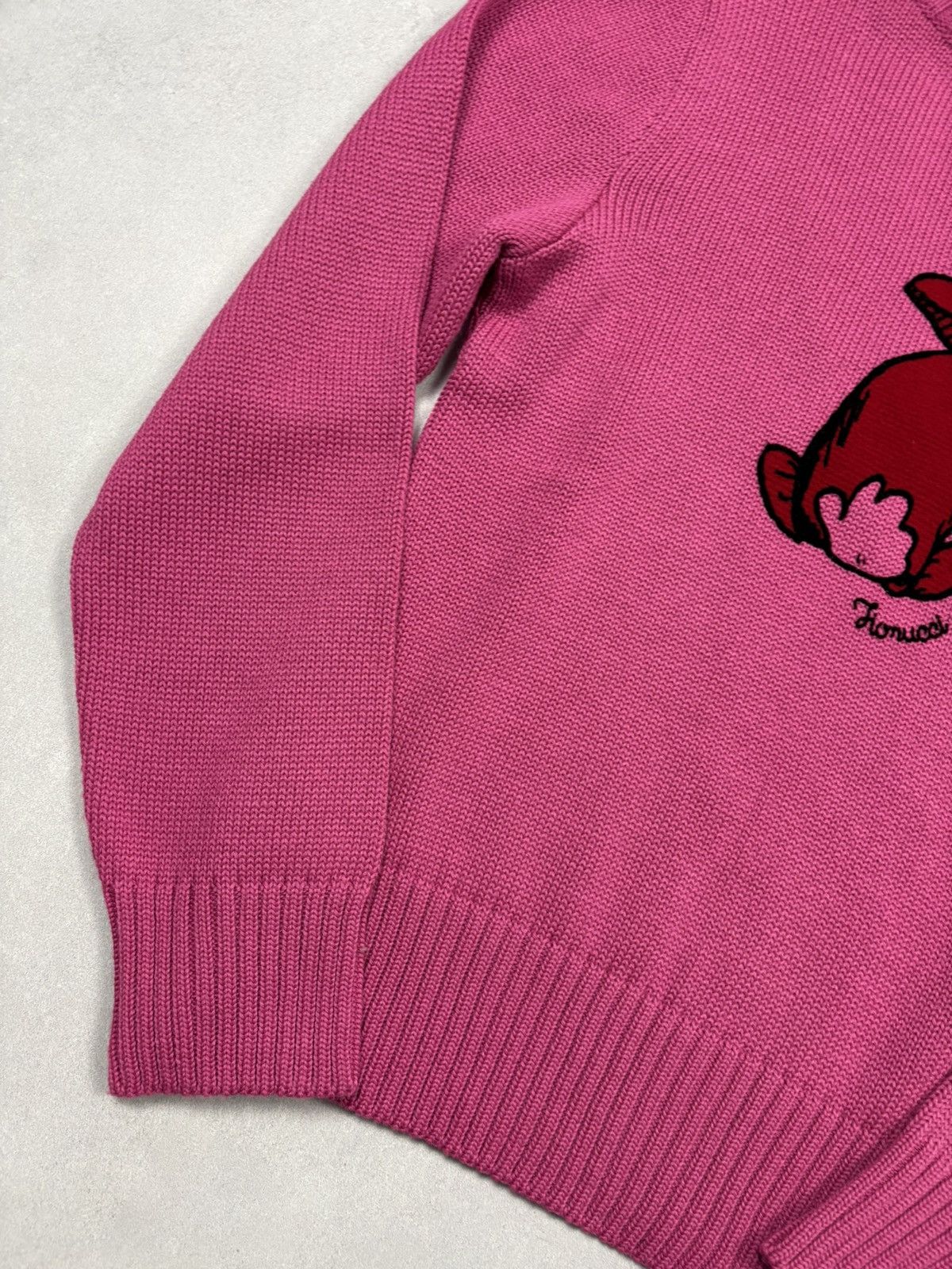 Fiorucci Fiorucci Pink Bunny Knit Sweater Wool Blend V Neck XL Y2K Size XL / US 12-14 / IT 48-50 - 5 Thumbnail