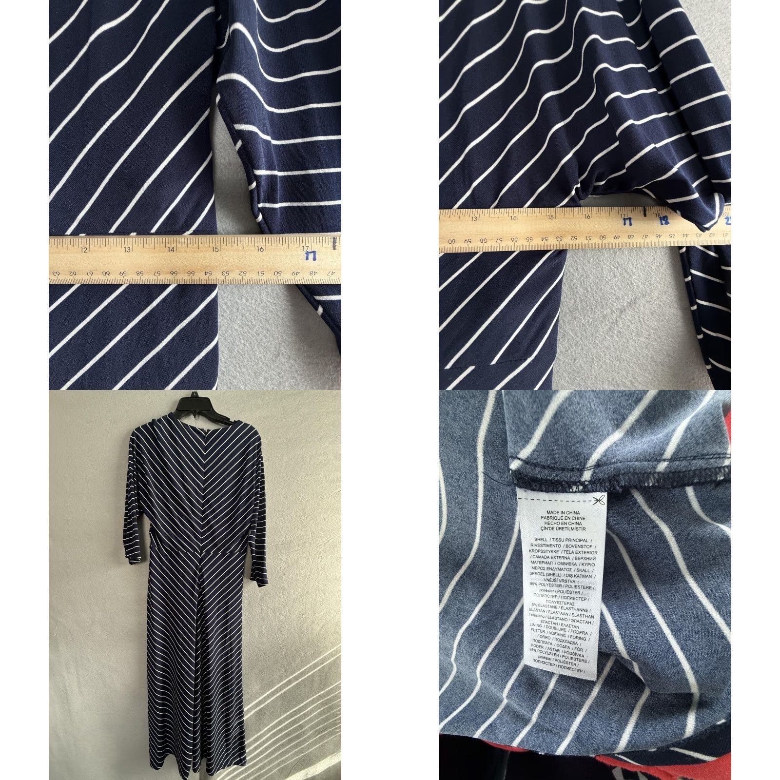 Ralph Lauren Lauren Ralph Lauren Dress Womens 10 Blue Stripe Maxi Jersey Faux Wrap V Neck Size L / US 10 / IT 46 - 8 Thumbnail