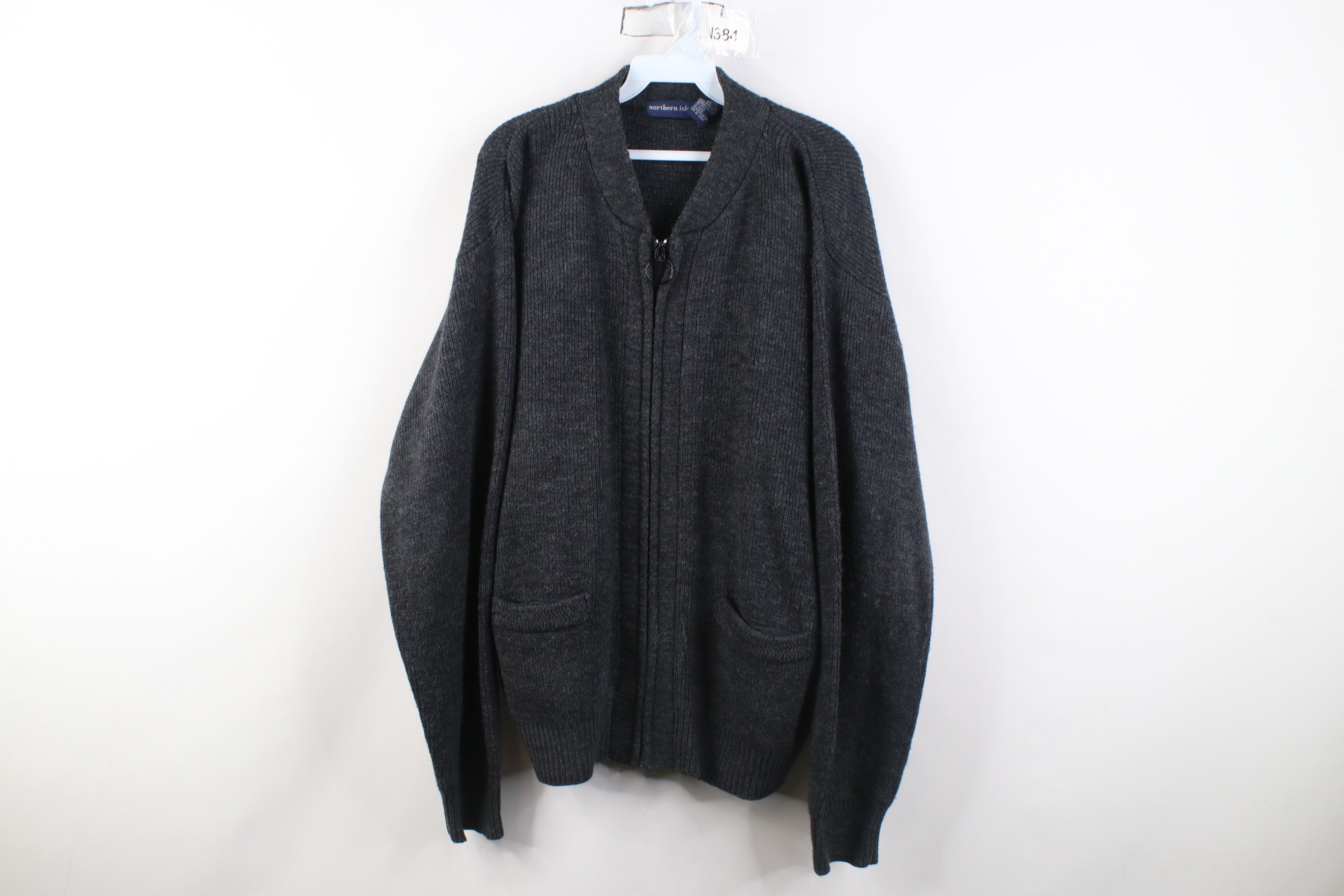 Vintage Vintage 90s Streetwear Knit Full Zip Cardigan Sweater Gray Size US XXL / EU 58 / 5 - 1 Thumbnail