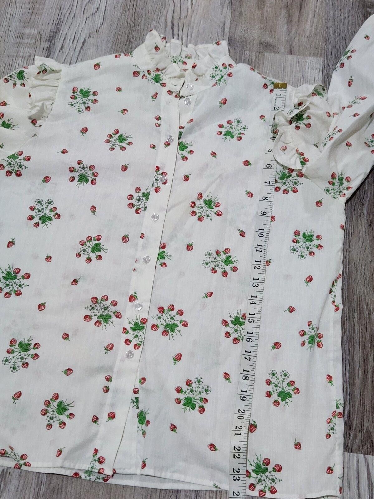 Handmade Vintage Smocked Shirt Strawberry Print 70s Large Cottage Size L / US 10 / IT 46 - 7 Thumbnail