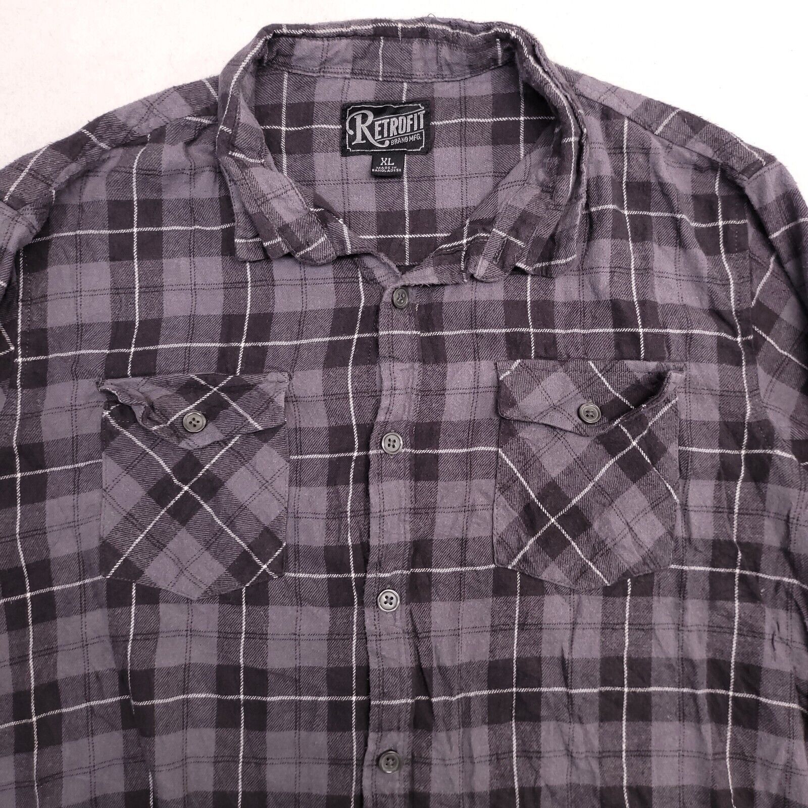 Retrofit Retrofit Tartan Flannel Shirt Mens Size Extra Large XL Gray Size US XL / EU 56 / 4 - 1 Thumbnail