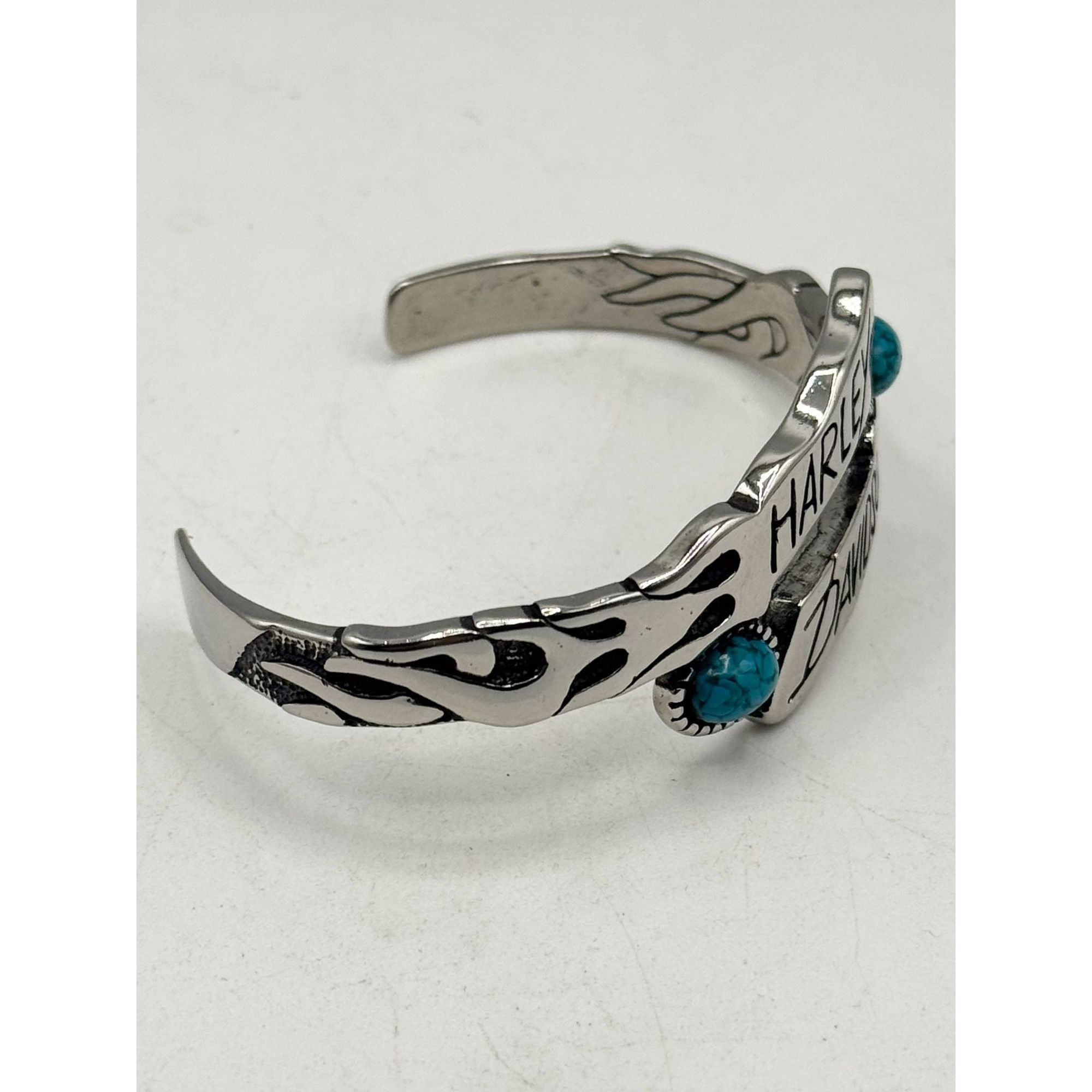 Harley Davidson Vintage Harley Davidson Turquoise Silver Cuff Bracelet Size ONE SIZE - 5 Thumbnail