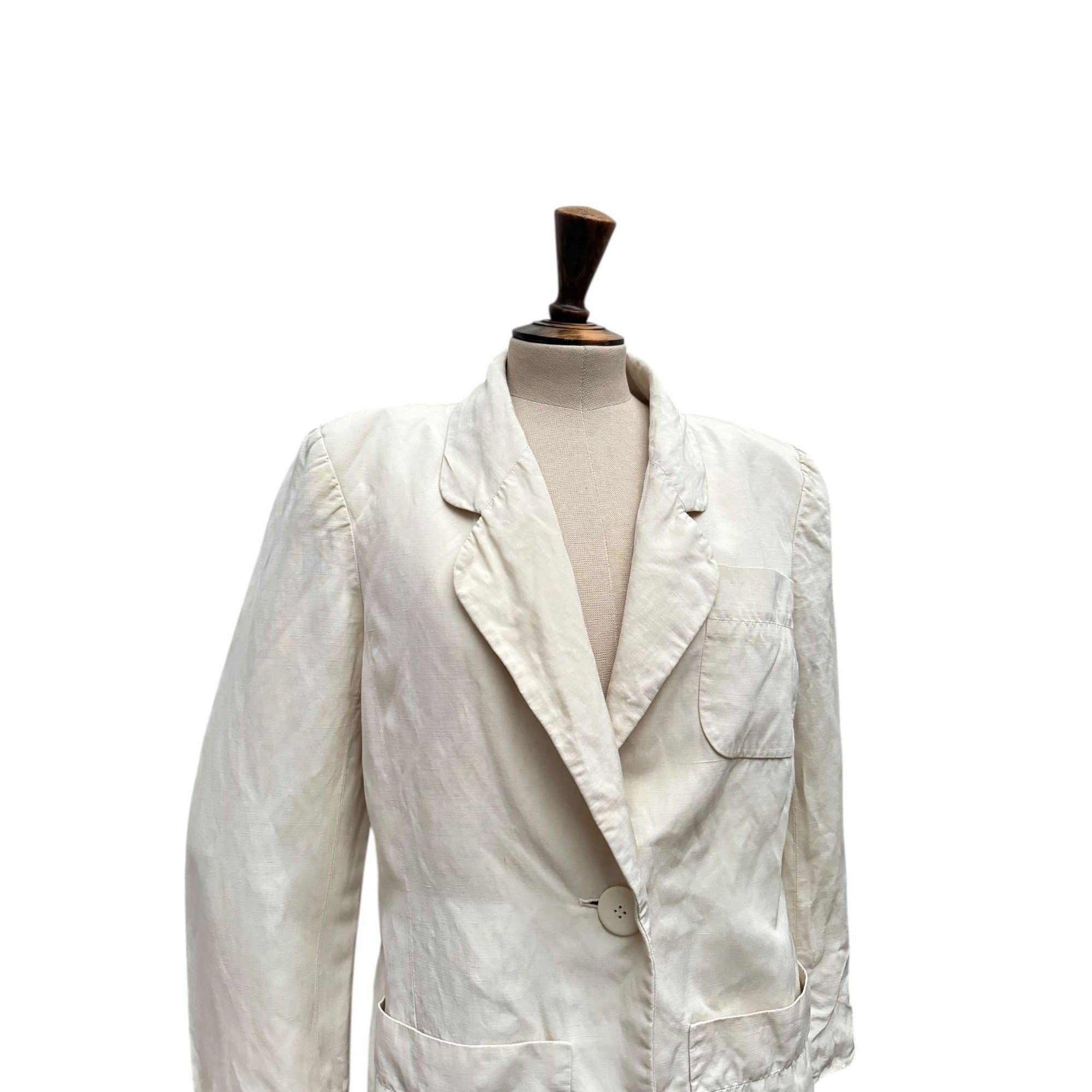Yves Saint Laurent 1980s Beige Linen Blazer Jacket Size M / US 6-8 / IT 42-44 - 2 Thumbnail