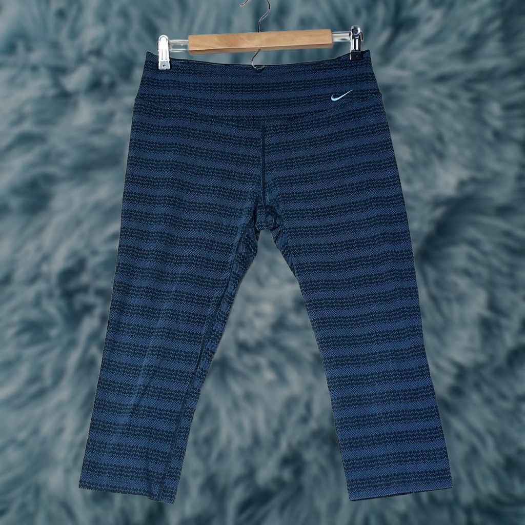 Nike Nike Leggings Womens Medium Blue Black Dri-Fit Athletic Yoga Cropped Pants Size 32" / US 10 / IT 46 - 1 Thumbnail