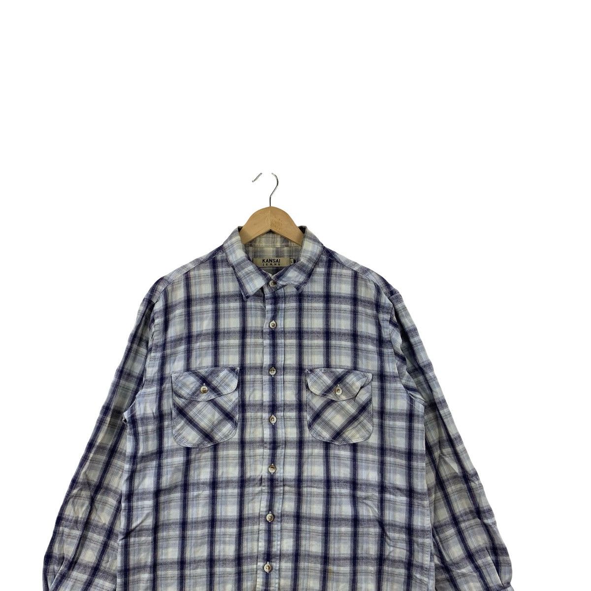 Kansai Yamamoto Vintage Kansai Jeans Plaid Button-Up Shirt Check Flannel Size US L / EU 52-54 / 3 - 2 Thumbnail