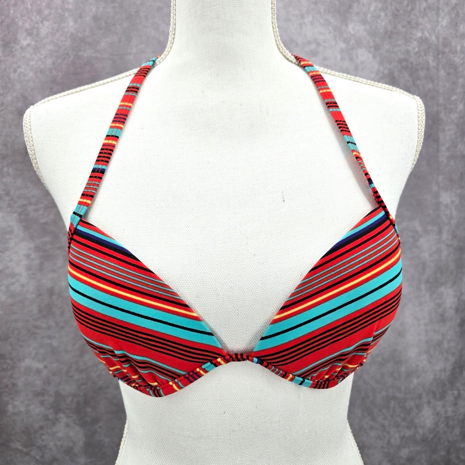 Other Xhilaration Red Blue Stripe Padded String Wired Bikini Top M Size ONE SIZE - 1 Thumbnail