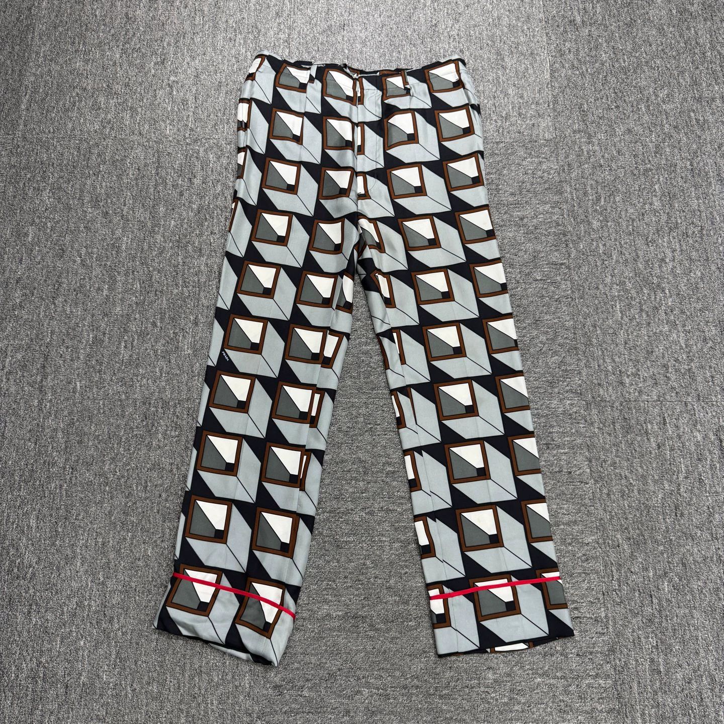 Prada PRADA Geometric Silk Casual Pants 48 Size 36" / US 14 / IT 50 - 1 Thumbnail