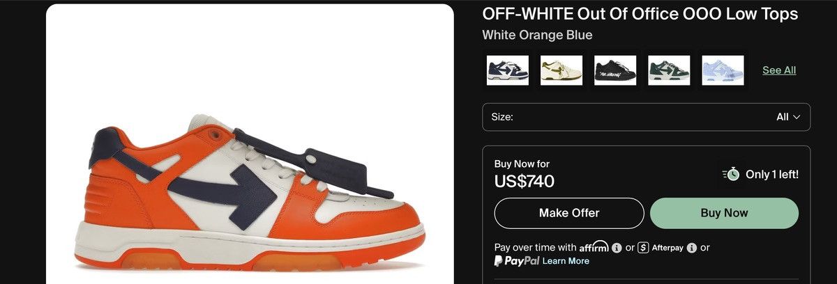 Off-White Off-White Out Of Office Orange Navy EU45 / US12 Authentic ✅ Size US 12 / EU 45 - 8 Thumbnail