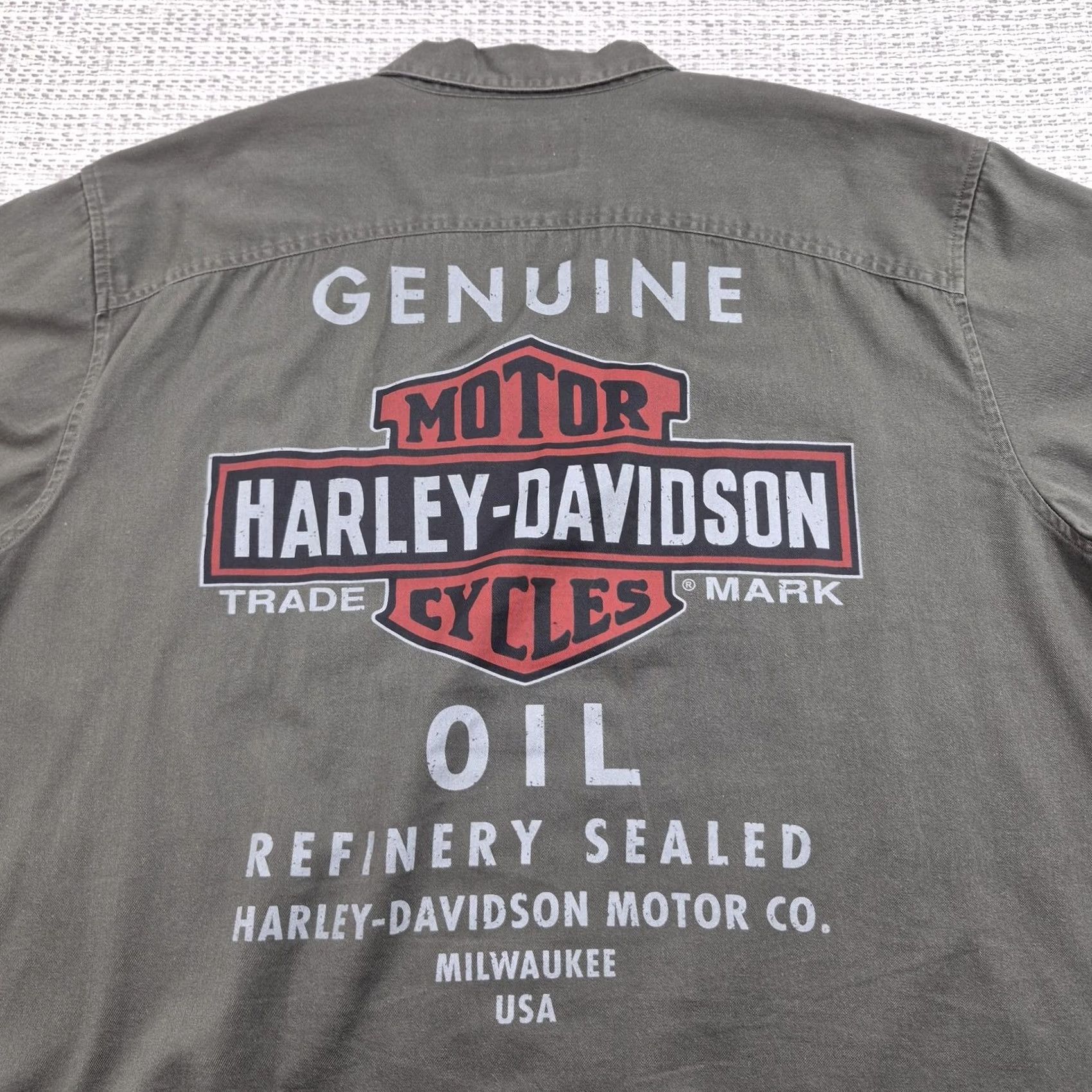 Harley Davidson Harley Davidson Shirt Mens 2XL Green Graphic Short Sleeve Button Front Biker Size US XXL / EU 58 / 5 - 2 Thumbnail