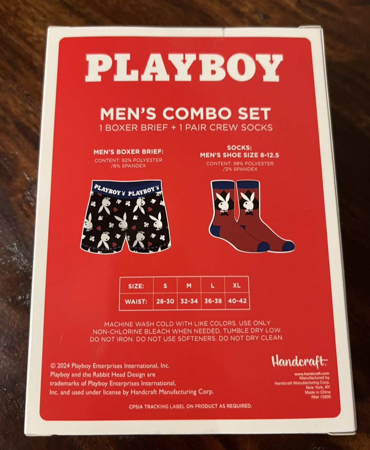 Designer × Playboy Authentic Playboy Men’s Brief & Crew Sock Combo Set Large Size 36 - 4 Thumbnail