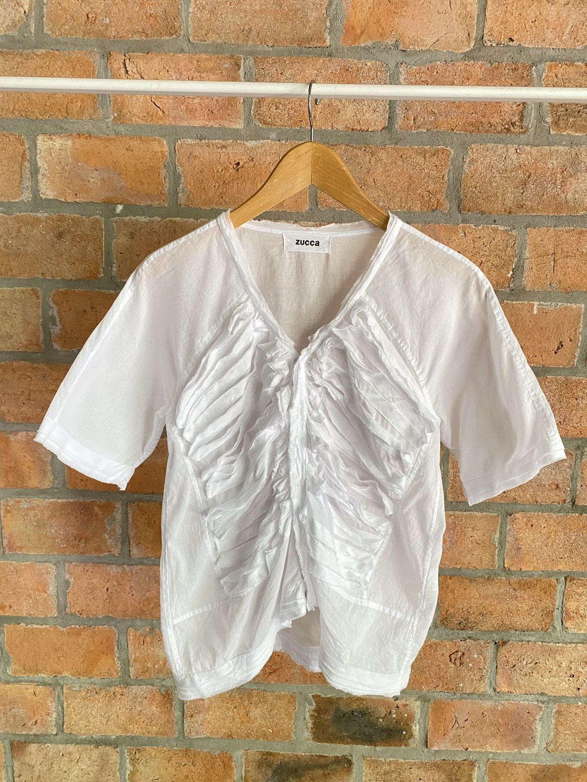 Zucca ZUCCA White pleated V-neck shirt Size M / US 6-8 / IT 42-44 - 20 Thumbnail