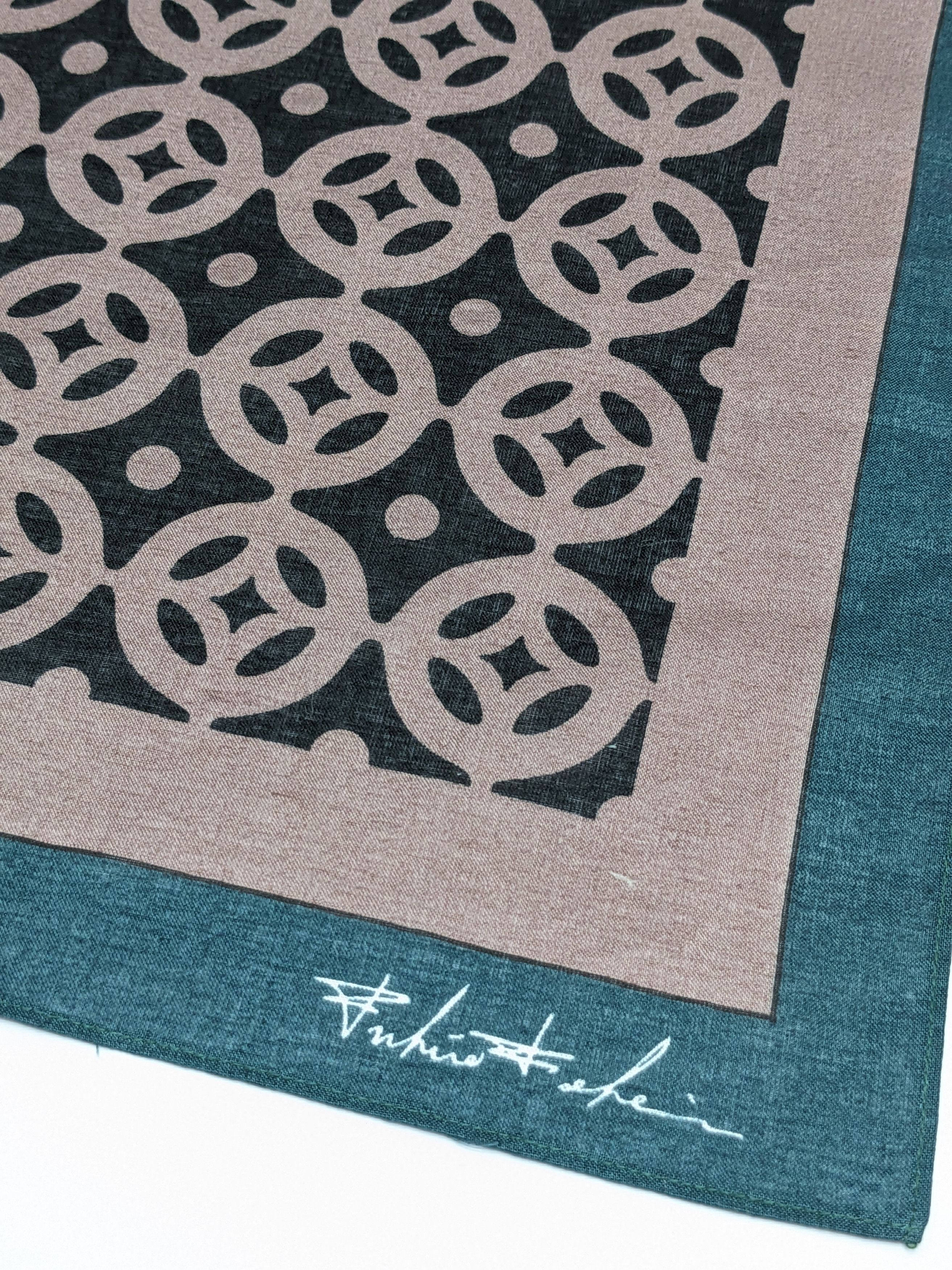 Japanese Brand Fukizo Fukei Geometric Teal & Mauve Japanese Designer Size ONE SIZE - 2 Thumbnail