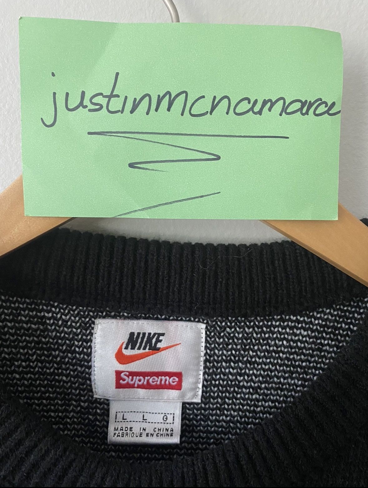 Nike × Supreme Nike x Supreme Swoosh Knit Sweater Size US L / EU 52-54 / 3 - 3 Thumbnail