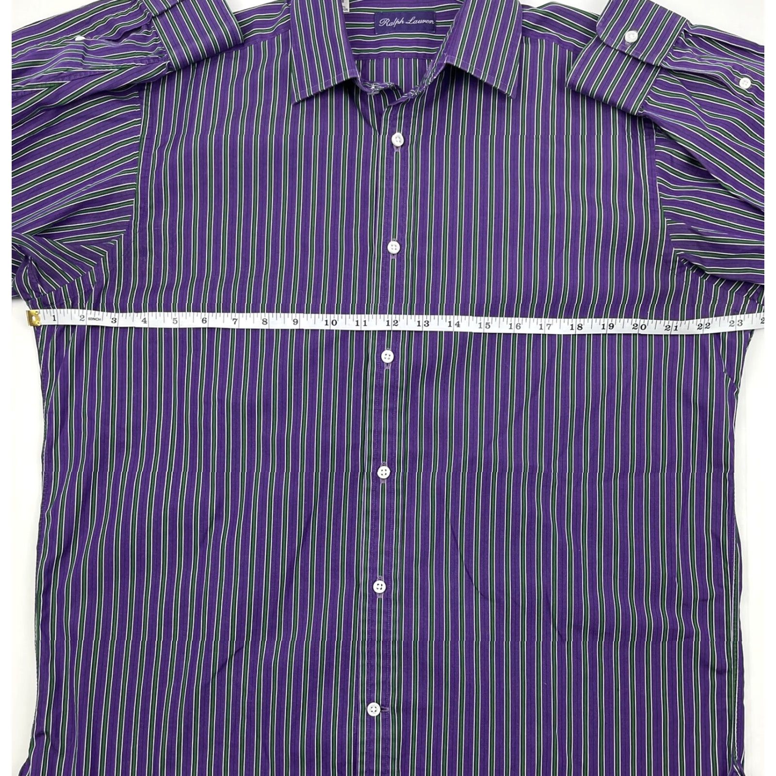 Ralph Lauren Ralph Lauren Purple Label Mens Striped Button-Up Shirt Sz 16 Purple Cotton Regular Fit Italy Size US L / EU 52-54 / 3 - 5 Thumbnail