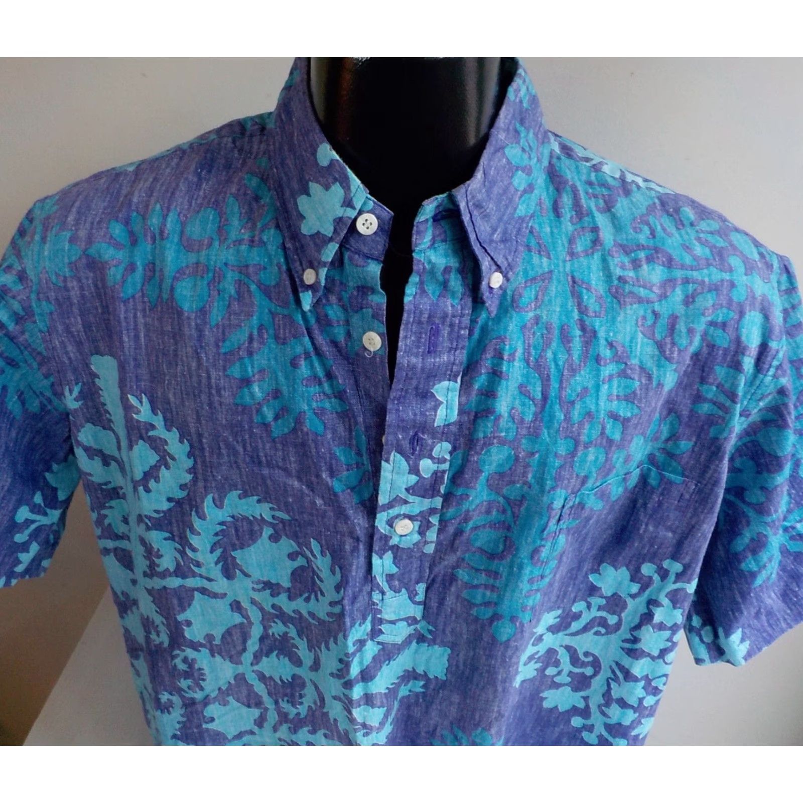 Hilo Hattie Hilo Hatie Tropical Grandpa Shirt Shirt XL Purple Turquoise Button-Front Cotton Mens Size US XL / EU 56 / 4 - 2 Thumbnail