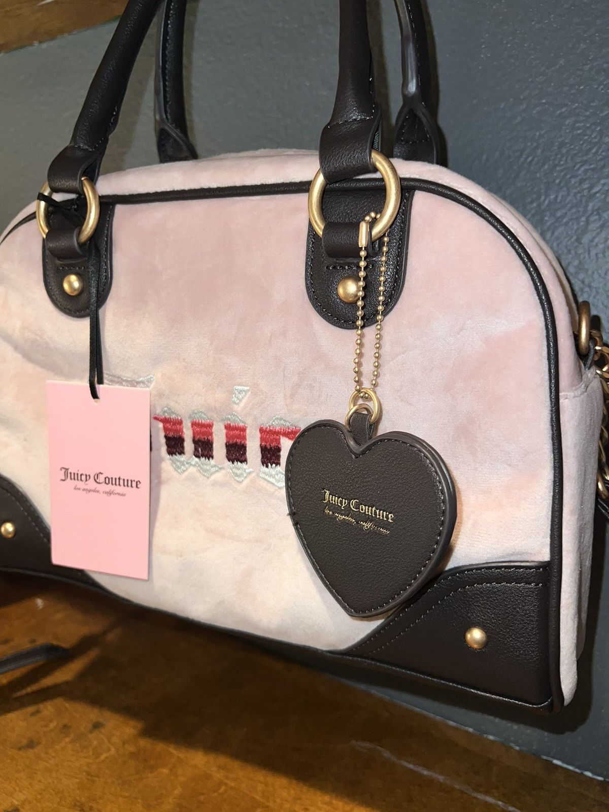 Juicy Couture Juicy Couture Velvet Velour Retro Satchel Bowler Hand Bag Size ONE SIZE - 5 Thumbnail