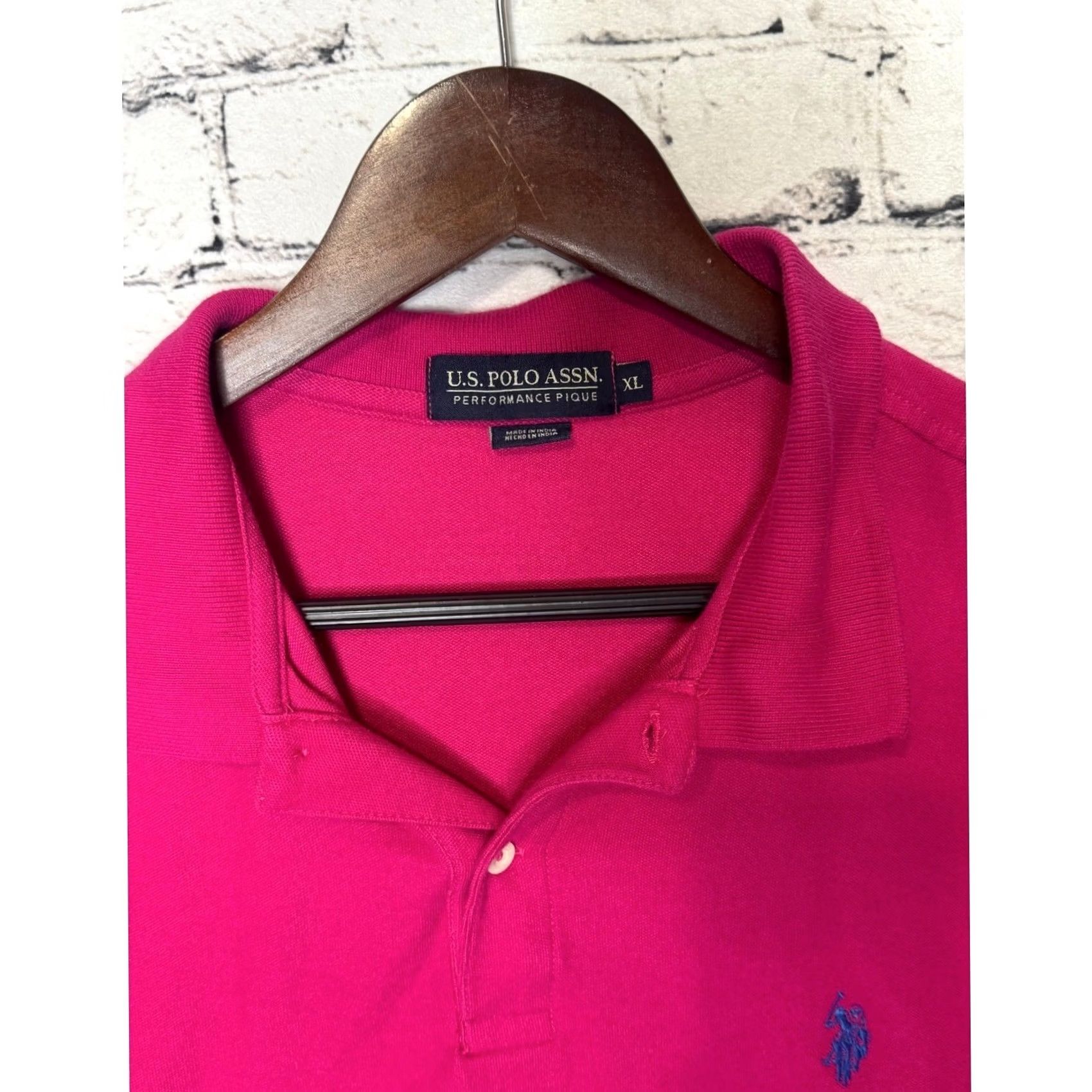 U.S. Polo Assn. U.S. Polo Assn. Performance Pique Polo Shirt Mens XL Pink Short Sleeve Casual Activewear Golf Breathable Embroidered Logo Summer Sport Shirt Size US XL / EU 56 / 4 - 7 Thumbnail