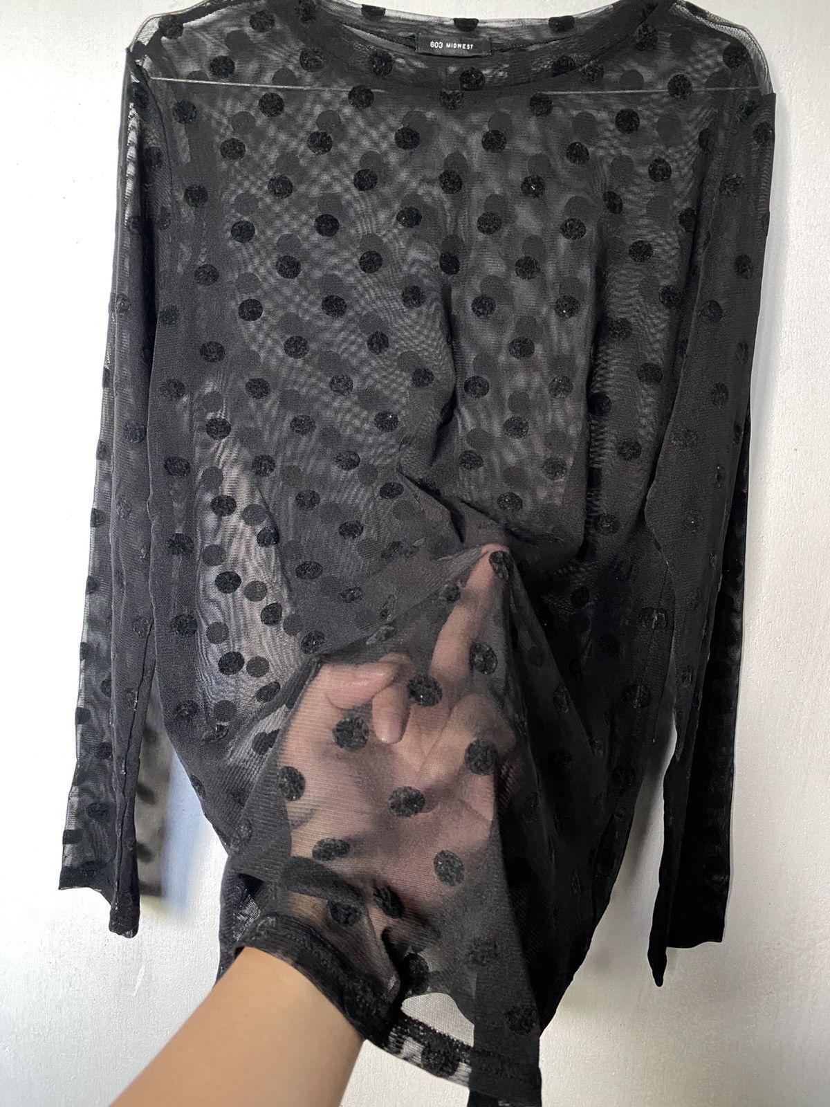 If Six Was Nine × Japanese Brand Midwest Fishnet Mesh Polkadot Longsleeve Size US M / EU 48-50 / 2 - 2 Thumbnail