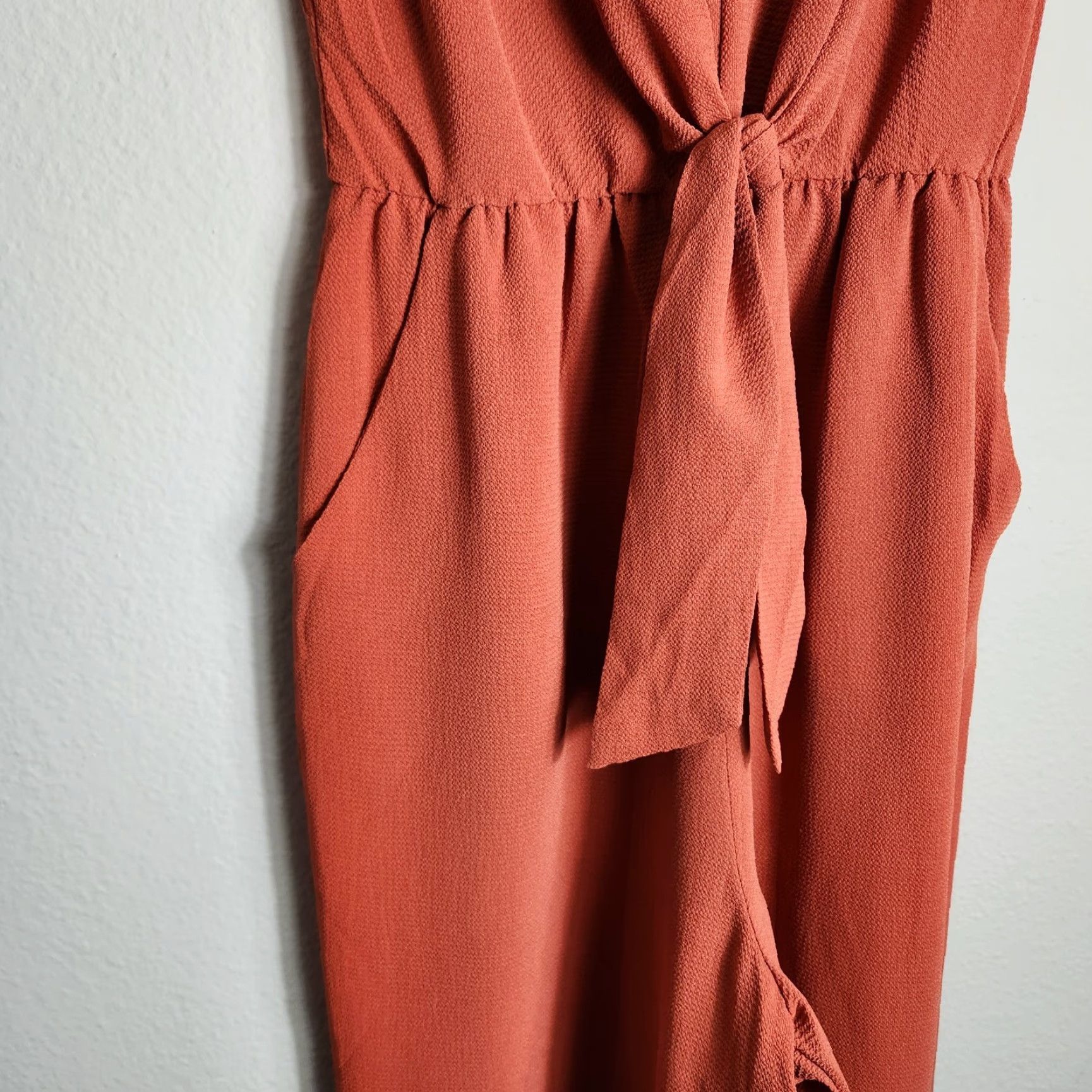 Vintage As U Wish Jumpsuit Womens Burnt Orange Sleeveless V-Neck Wide Leg S Size 28" / US 6 / IT 42 - 5 Thumbnail