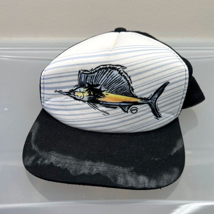 Vintage Magellan Swordfish Hat Mens Adjustable Black Snapback