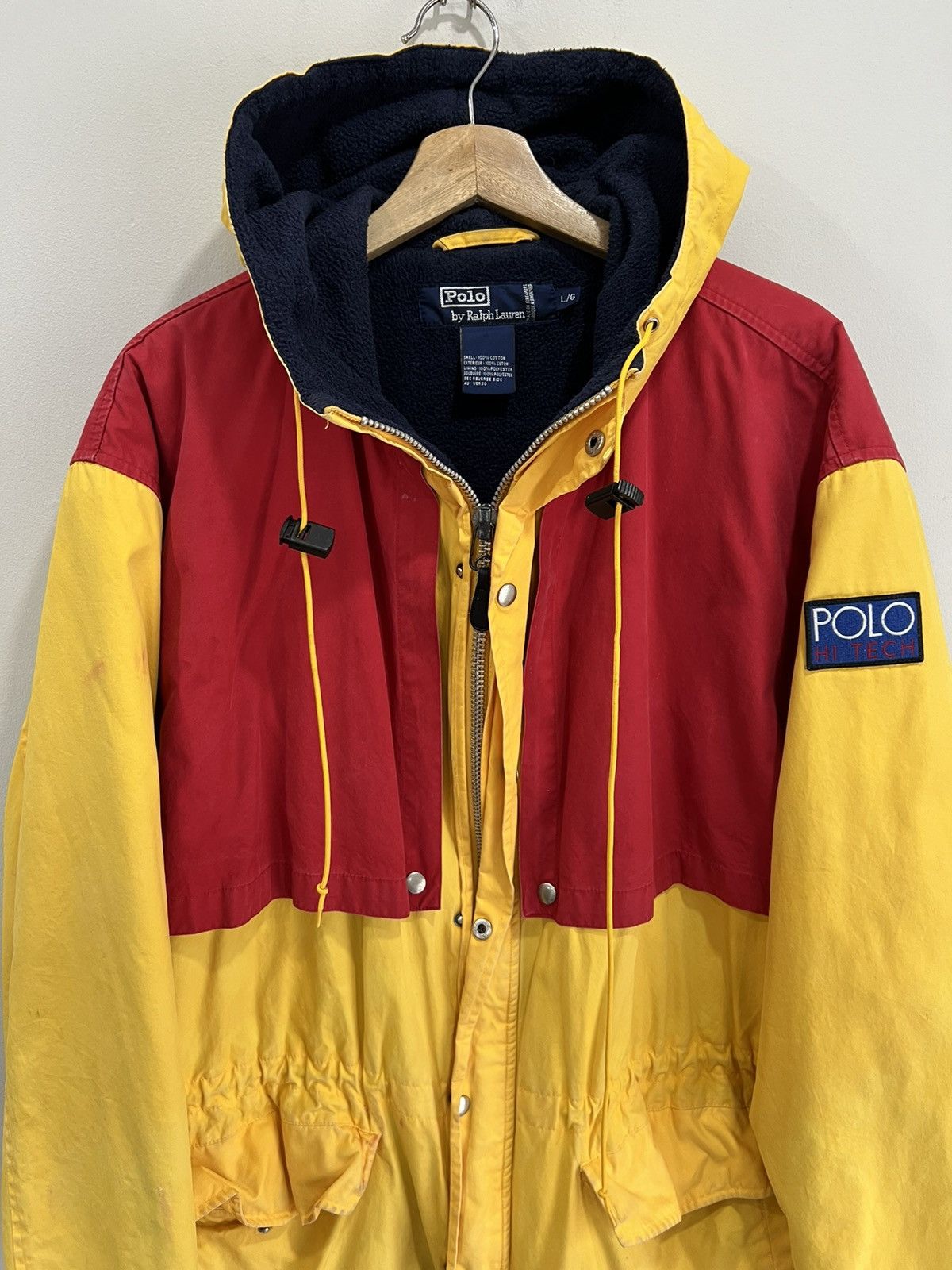 ジャケット・アウター 90s Polo Hi Tech Colorblock Nylon Jacket XXL POLO RALPH LAUREN ORANGE BLUE HI TECH ZIPPER POCKET WATERPROOF