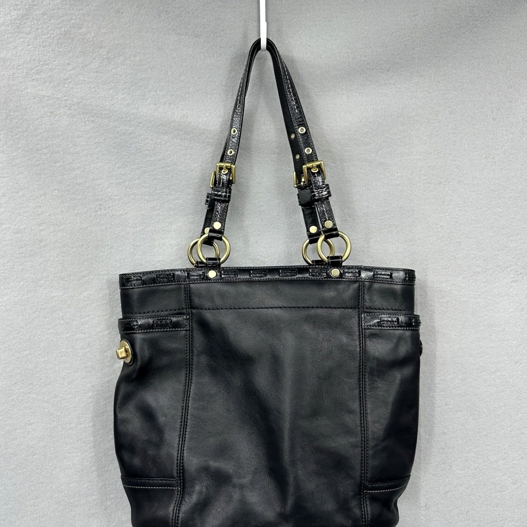 Coach VINTAGE Coach Gallery Tote Bag Women Black Leather 90s Designer Purse E0773-11230 Size ONE SIZE - 3 Thumbnail