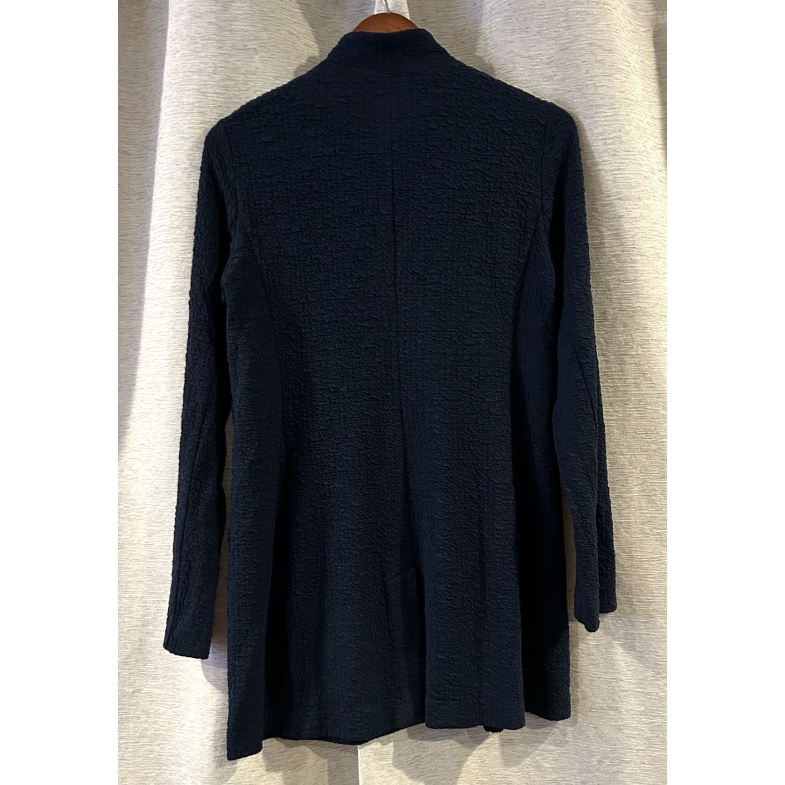 Eileen Fisher VINTAGE EILEEN FISHER ORGANIC COTTON & TENCEL PUCKER STAND COLLAR LONG JACKET XS Size XS / US 0-2 / IT 36-38 - 4 Thumbnail