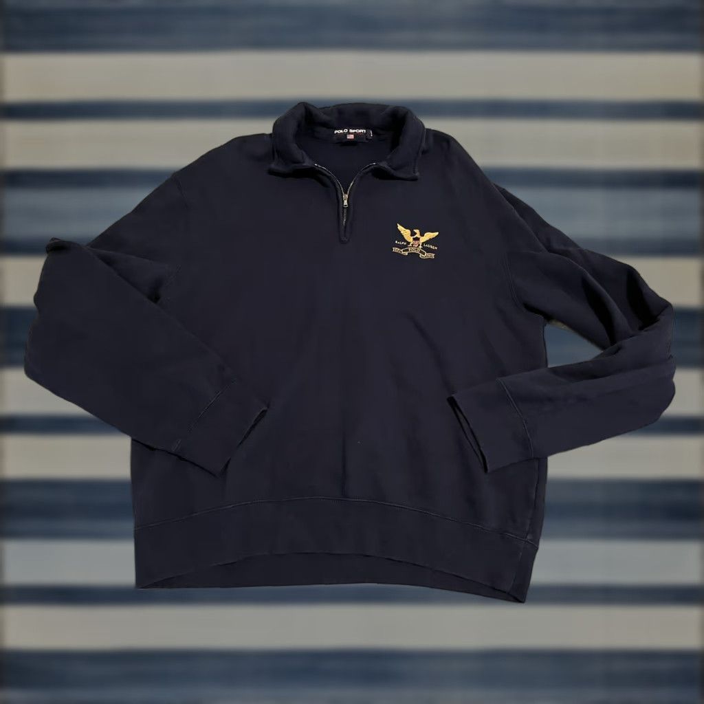 Ralph Lauren Ralph Lauren Polo Sport Pullover Sweatshirt Embroidered USA Eagle Crest Mens XL Blue Size US XL / EU 56 / 4 - 1 Thumbnail
