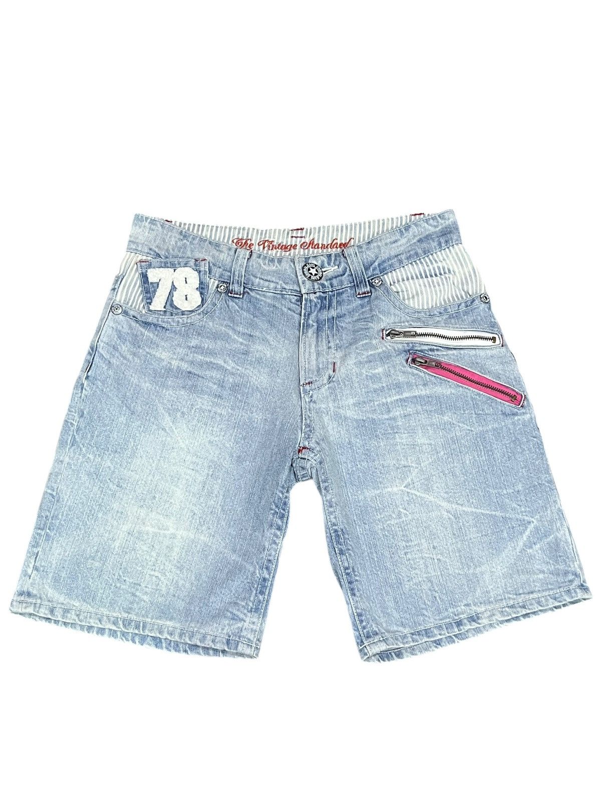 Vintage CALIFORNIA❤️Bold Spellout Laced Pockets Light Wash Shorts ❤️ Size 27" / US 4 / IT 40 - 3 Thumbnail