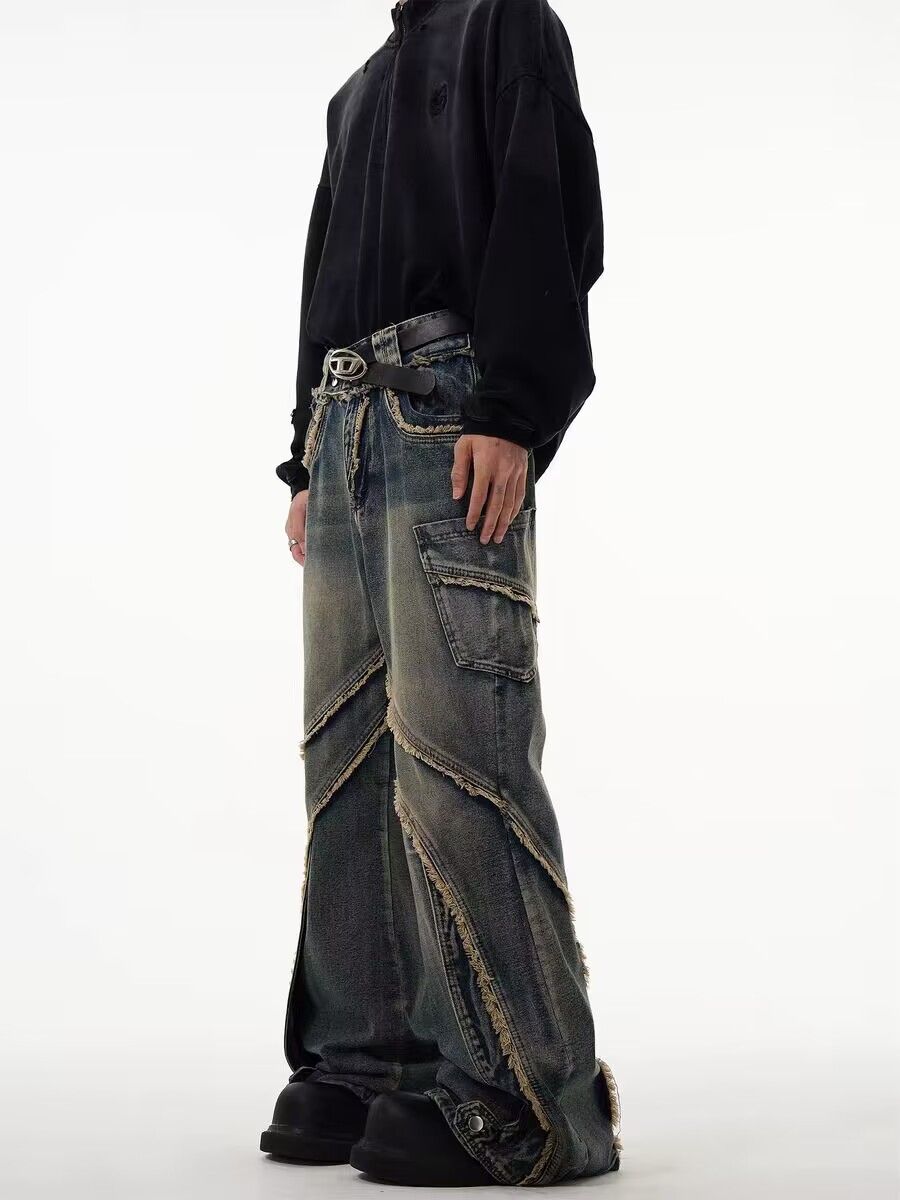 Japanese Brand Retro heavy-duty stitching raw edge micro-flared jeans Size US 30 / EU 46 - 2 Thumbnail