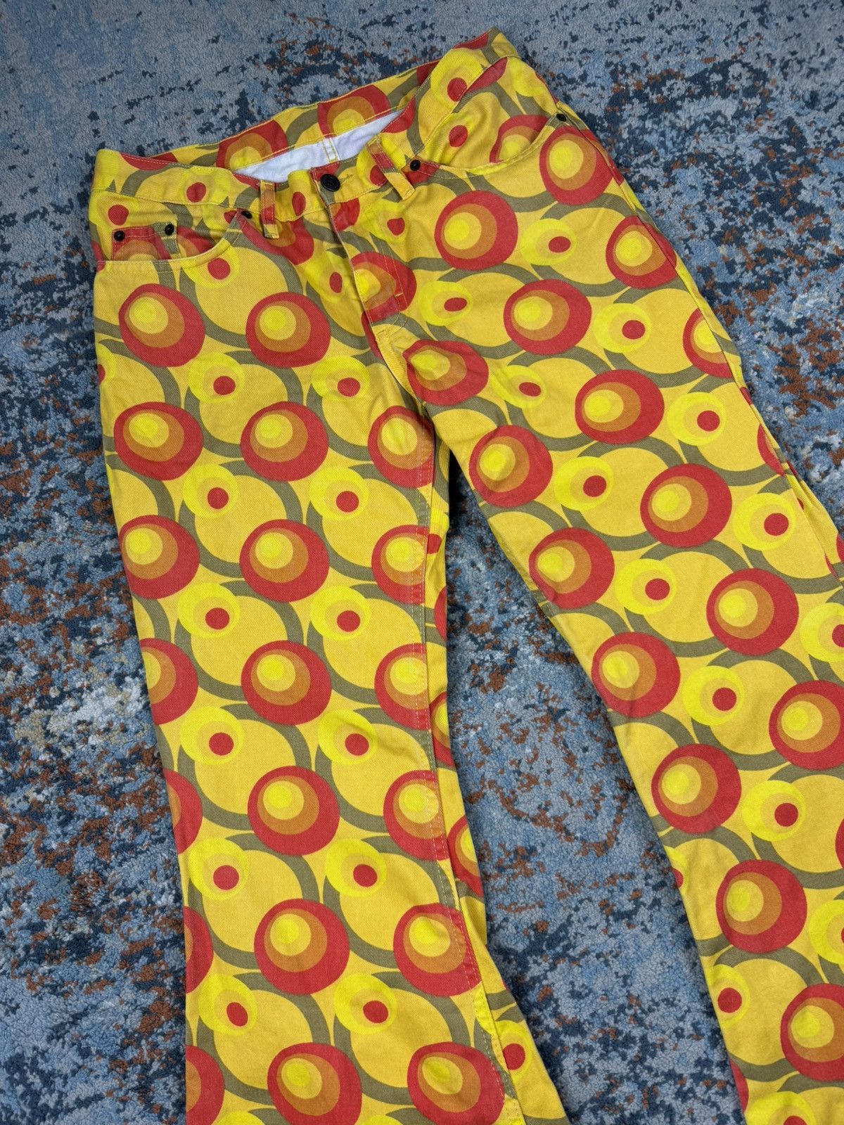 Japanese Brand × Vintage Vintage y2k Crazy patterned extremely flared pants 70s style Size US 31 - 4 Thumbnail