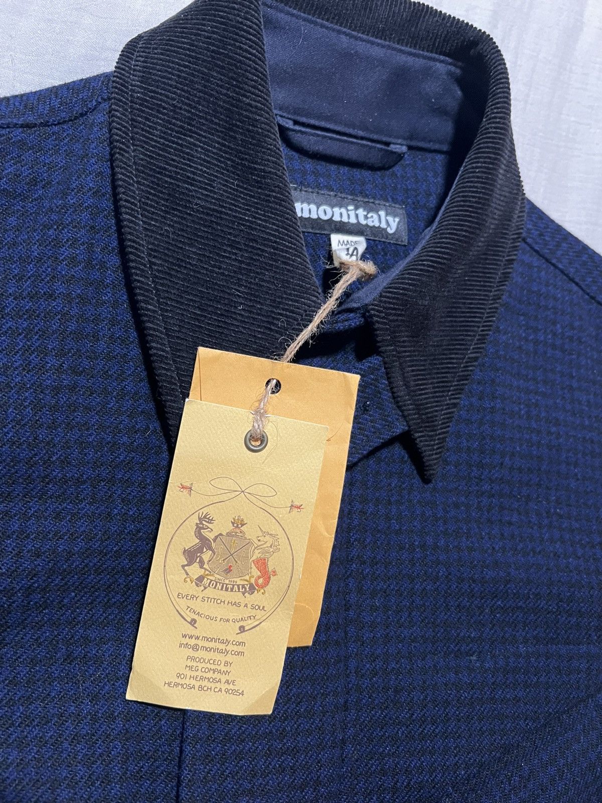 Monitaly Monitaly Half Coat Type B Houndstooth Navy Size 42 Size US L / EU 52-54 / 3 - 3 Thumbnail