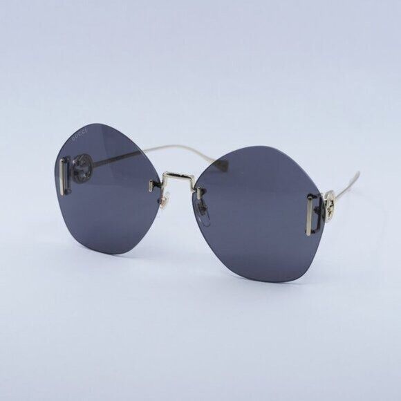 Gucci Gucci GG1203S 002 Sunglasses Gold Round Frame, Grey Lenses Size ONE SIZE - 1 Thumbnail