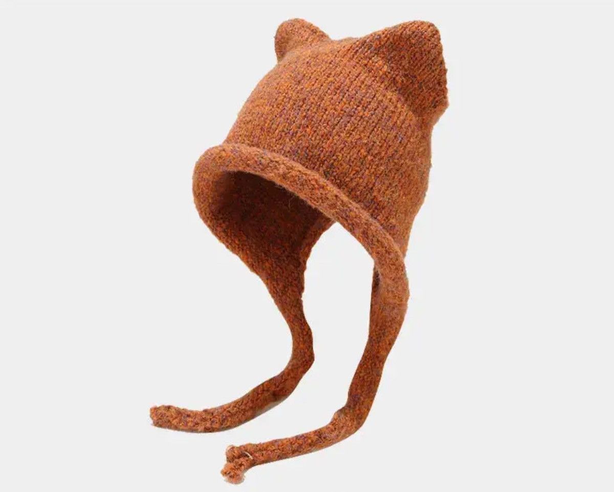 Other Knitted Beanie Earflap Hat Cozy Bear Ear Bomber Cap Size ONE SIZE - 2 Thumbnail