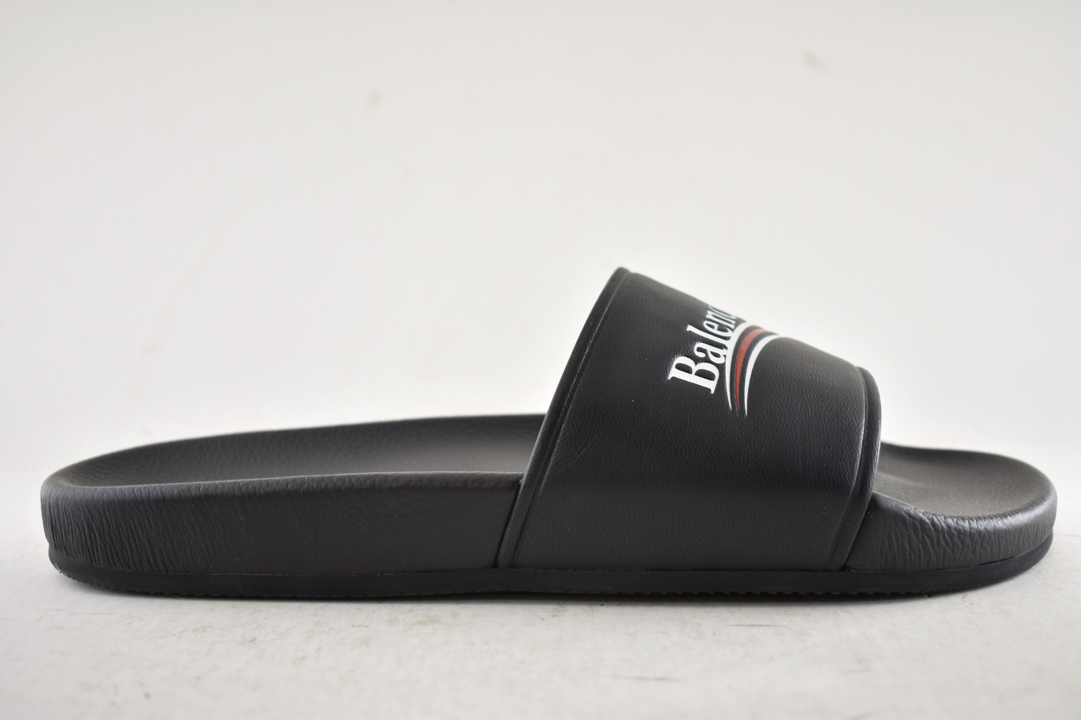 Balenciaga Leather Campaign Logo Slide Pool Sandal Flip Flop Flat 44 11 Size US 11 / EU 44 - 2 Thumbnail