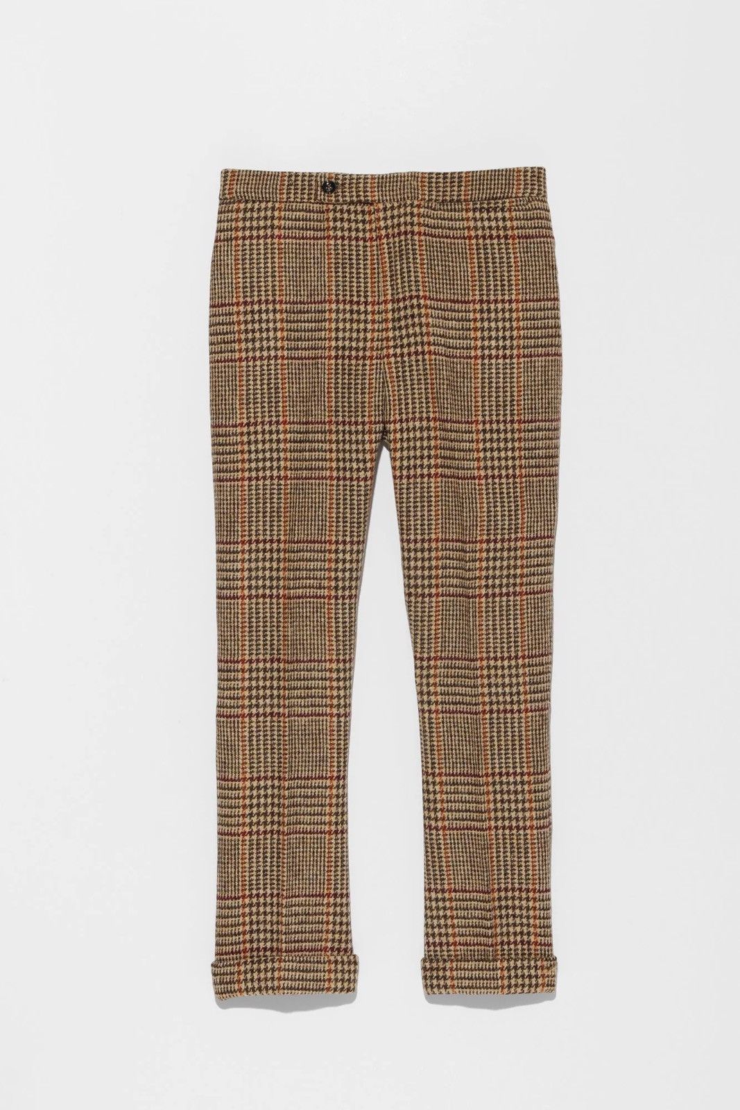 image of R13 Harris Tweed 100% Virgin Wool Kick Cuff Trousers in Brown, Women's (Size 26)