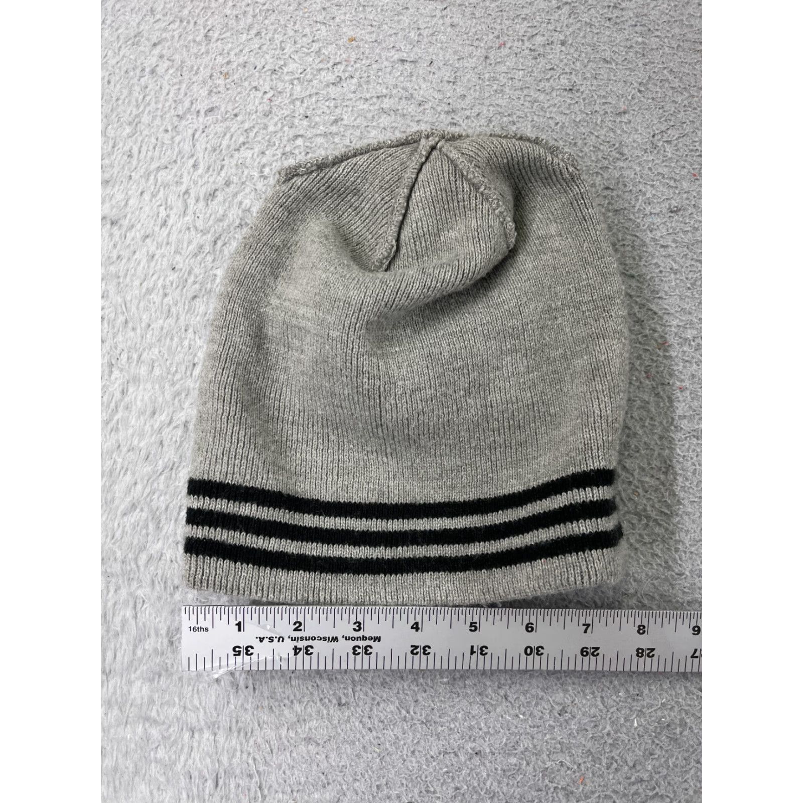 Adidas Adidas Beanie Toque Adult One Size Gray Striped Knit Acrylic Blend Ski Size ONE SIZE - 6 Thumbnail