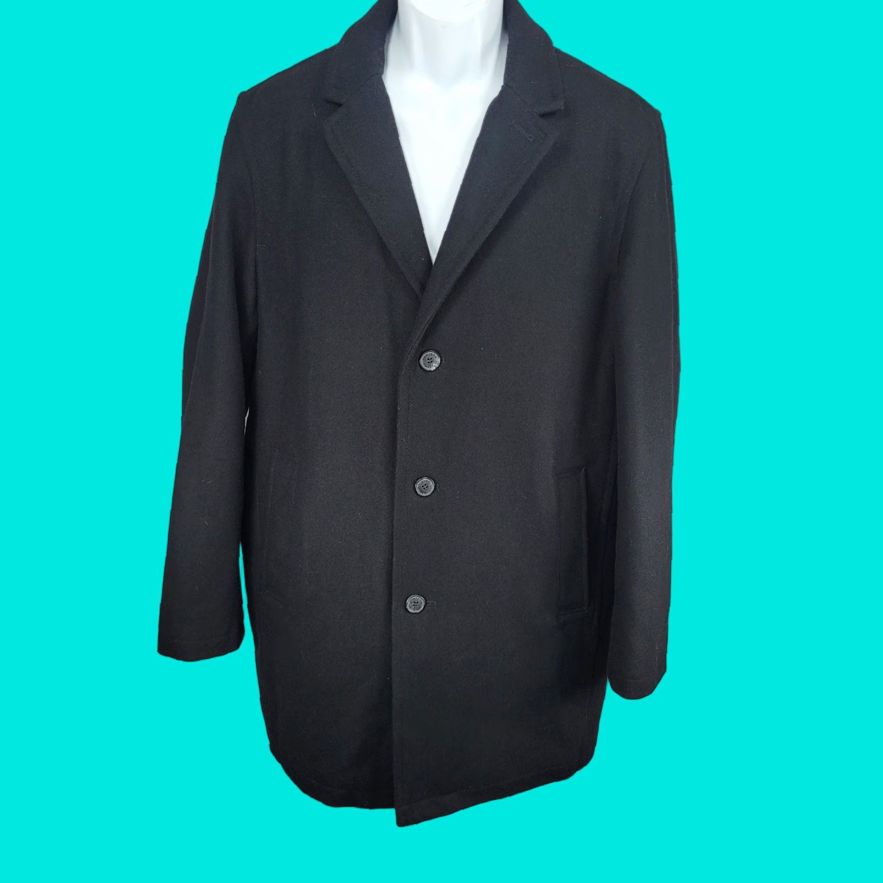 Dockers DOCKERS Black Wool Blend Buttoned Insulated Quilted Liner Over Coat Medium M Men's Coat Size US M / EU 48-50 / 2 - 1 Thumbnail
