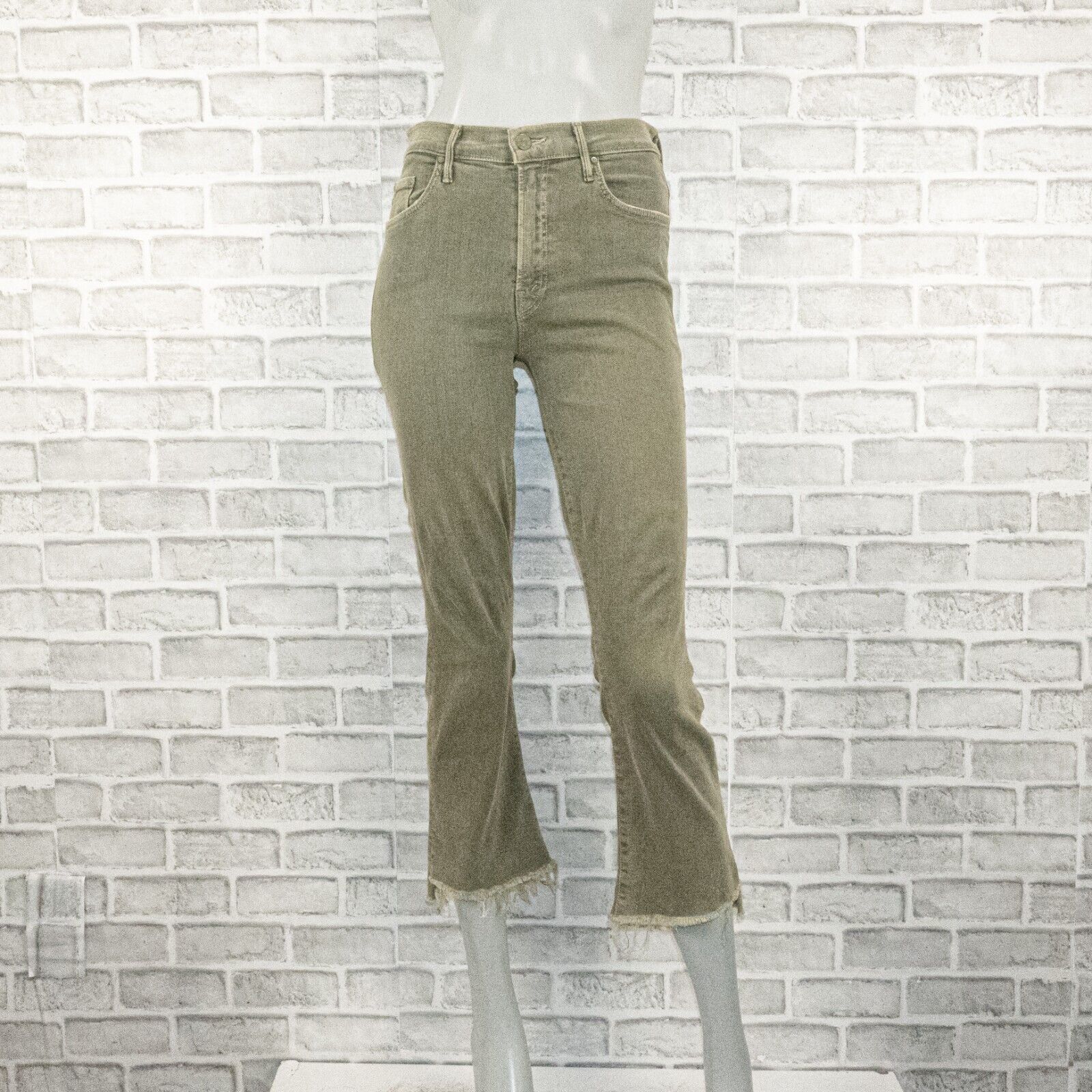 MOTHER MOTHER Denim Insider Crop Step Fray Jeans in Dye Faded Army Size 25" / US 0 / IT 36 - 1 Thumbnail