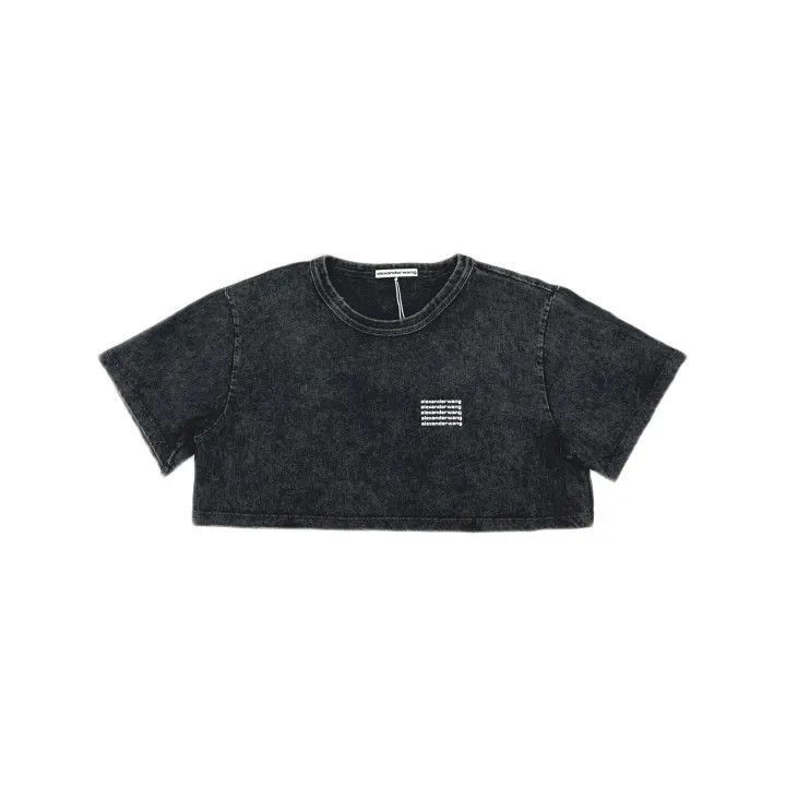 Alexander Wang Alexander Wang SS22 Cropped Logo T-shirt in Gray - Size M / US 6-8 / IT 42-44 - 2 Thumbnail