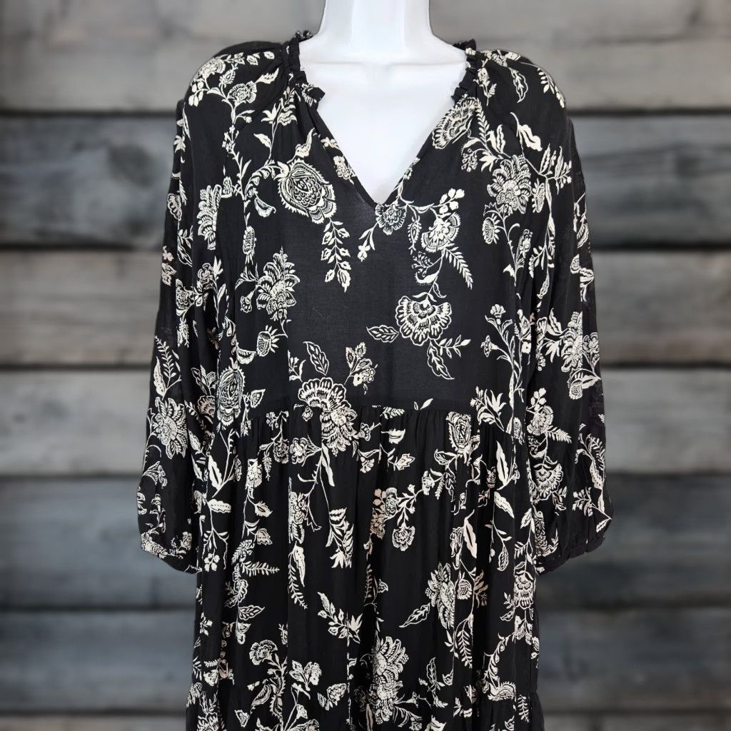 old navy black and white floral dress Notations Woman Machine washable Used Black And White Floral