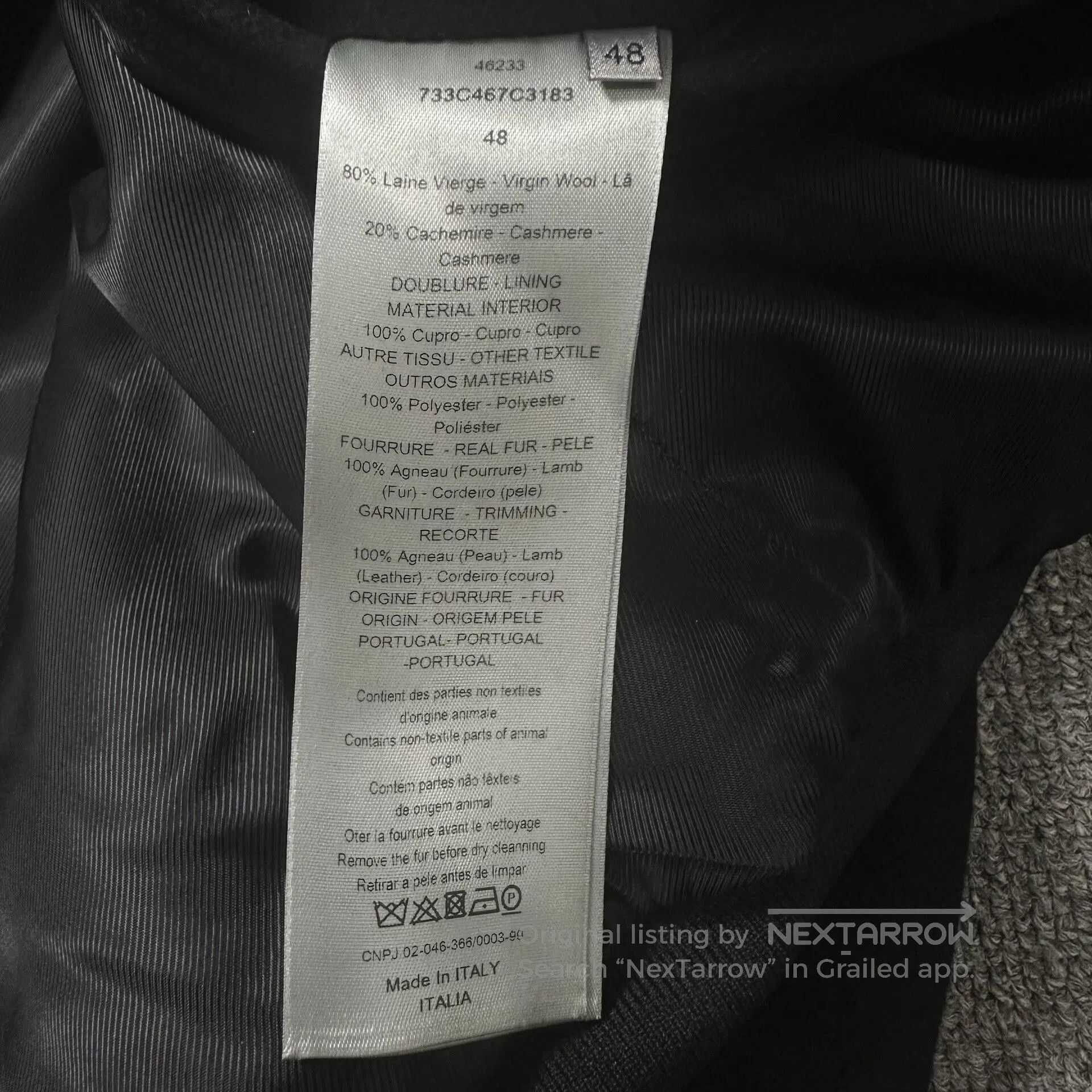 Dior black wool jacket with brown fur collar. Size US M / EU 48-50 / 2 - 7 Thumbnail