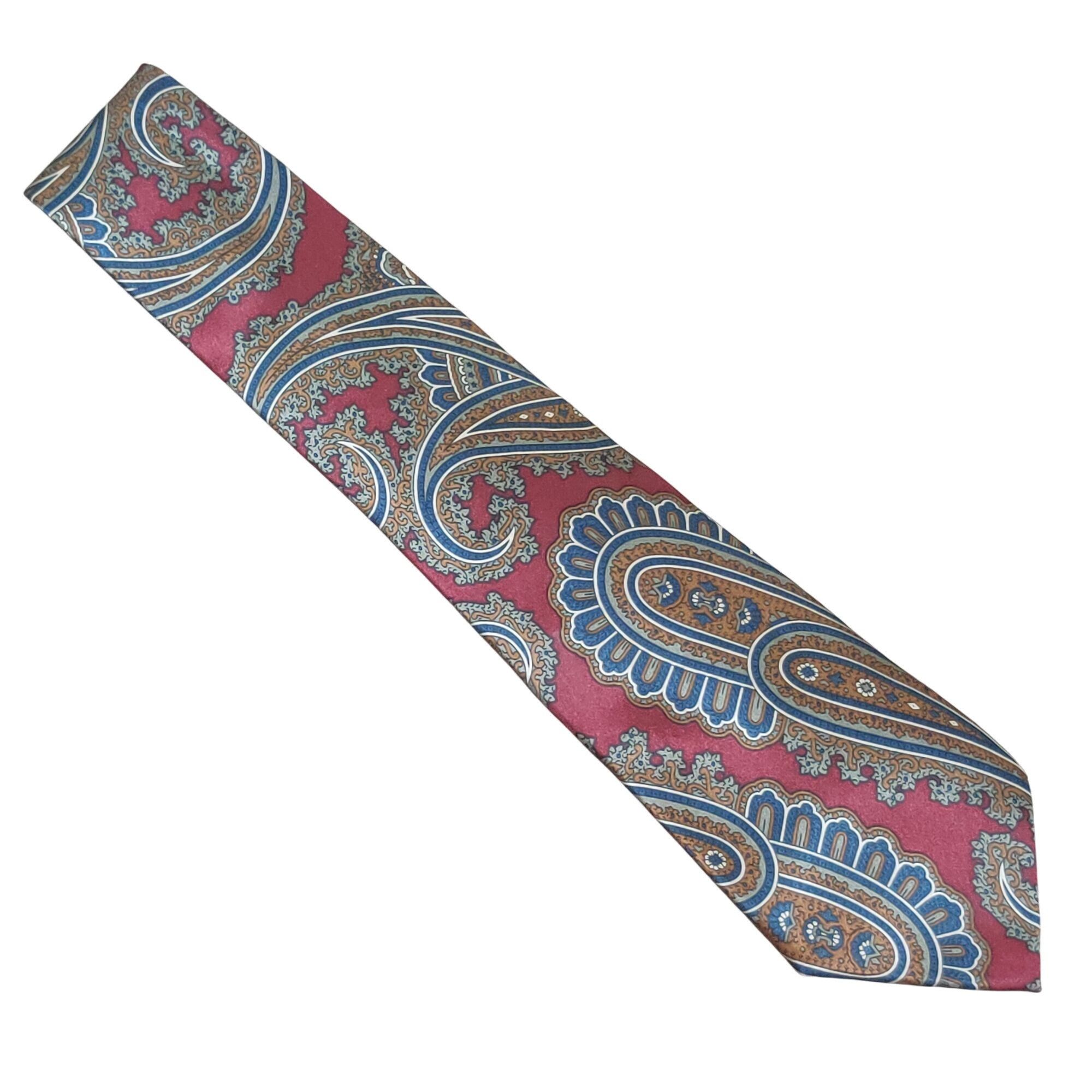 Vintage Stafford Executive All Silk Paisley Tie Red Blue Gold USA Ma Size ONE SIZE - 2 Thumbnail
