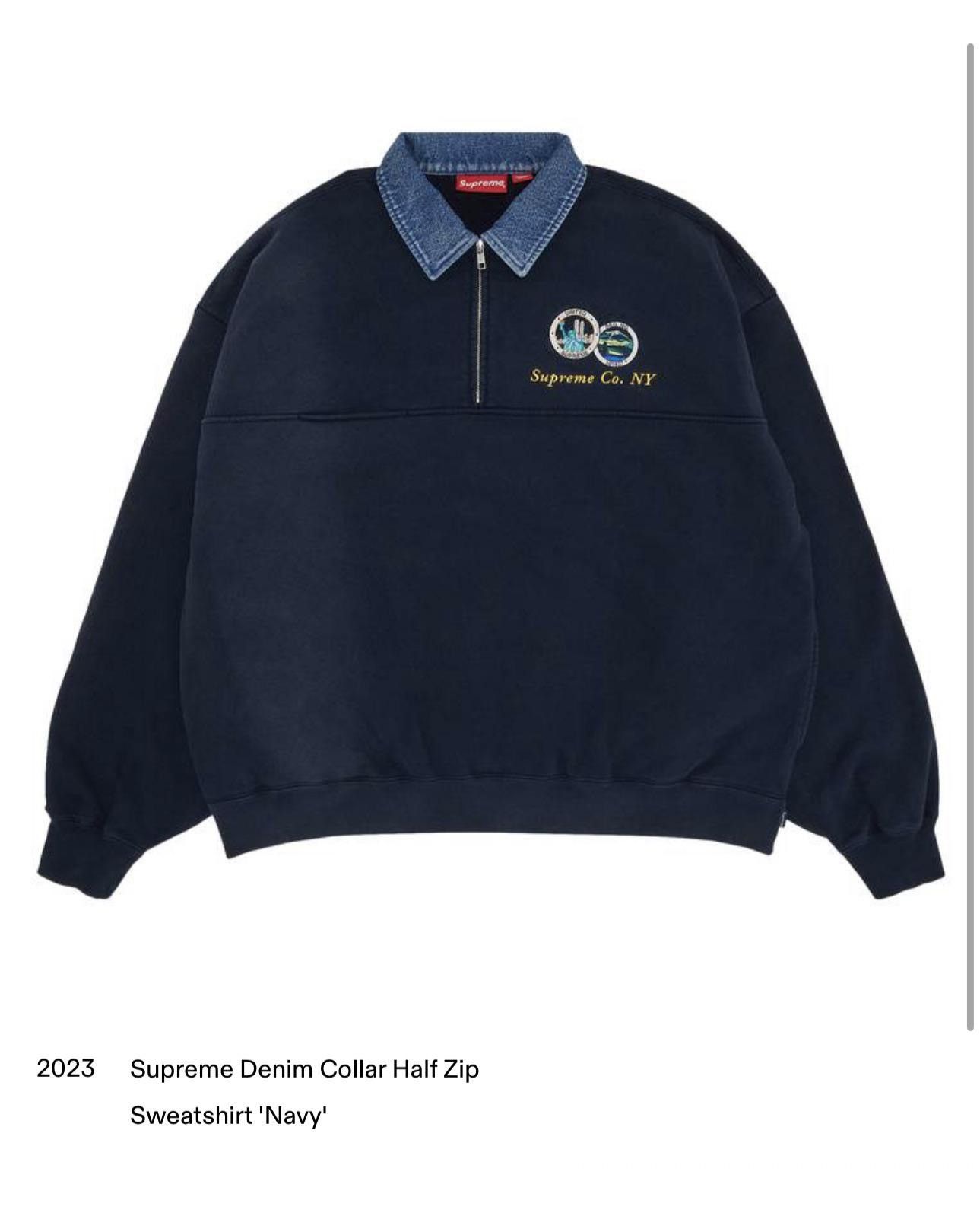 Supreme Supreme Denim Collar Half Zip Sweatshirt | Grailed